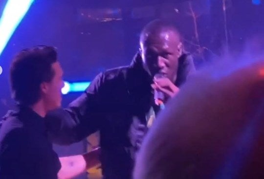 Stormzy gives a speech at Brooklyn Beckham's 21st birthday party (Instagram )