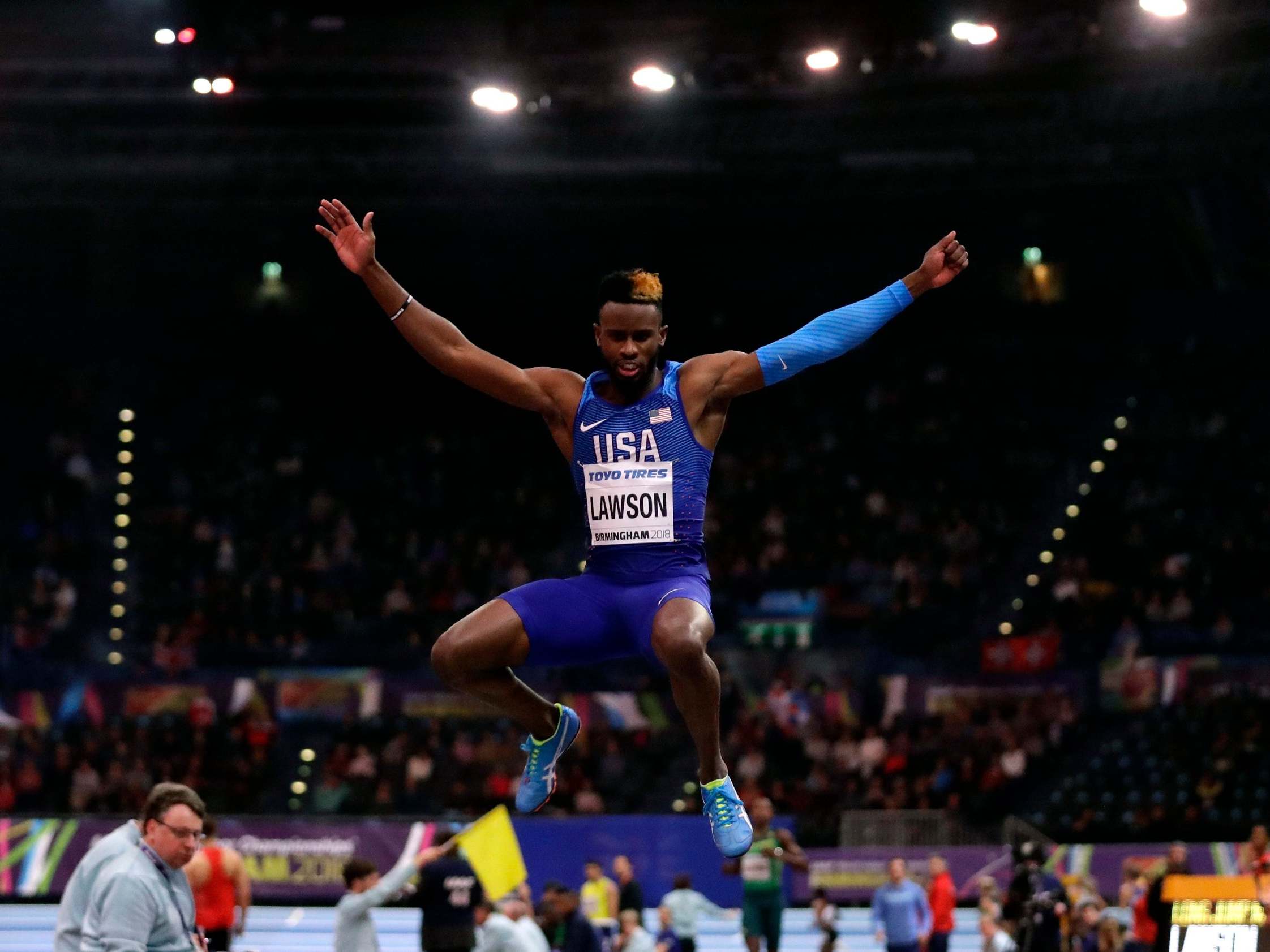 Jarrion Lawson at the 2018 World Athletics Indoor Championships