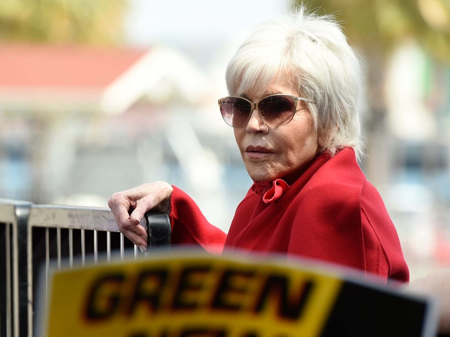 Fonda at a Greenpeace rally