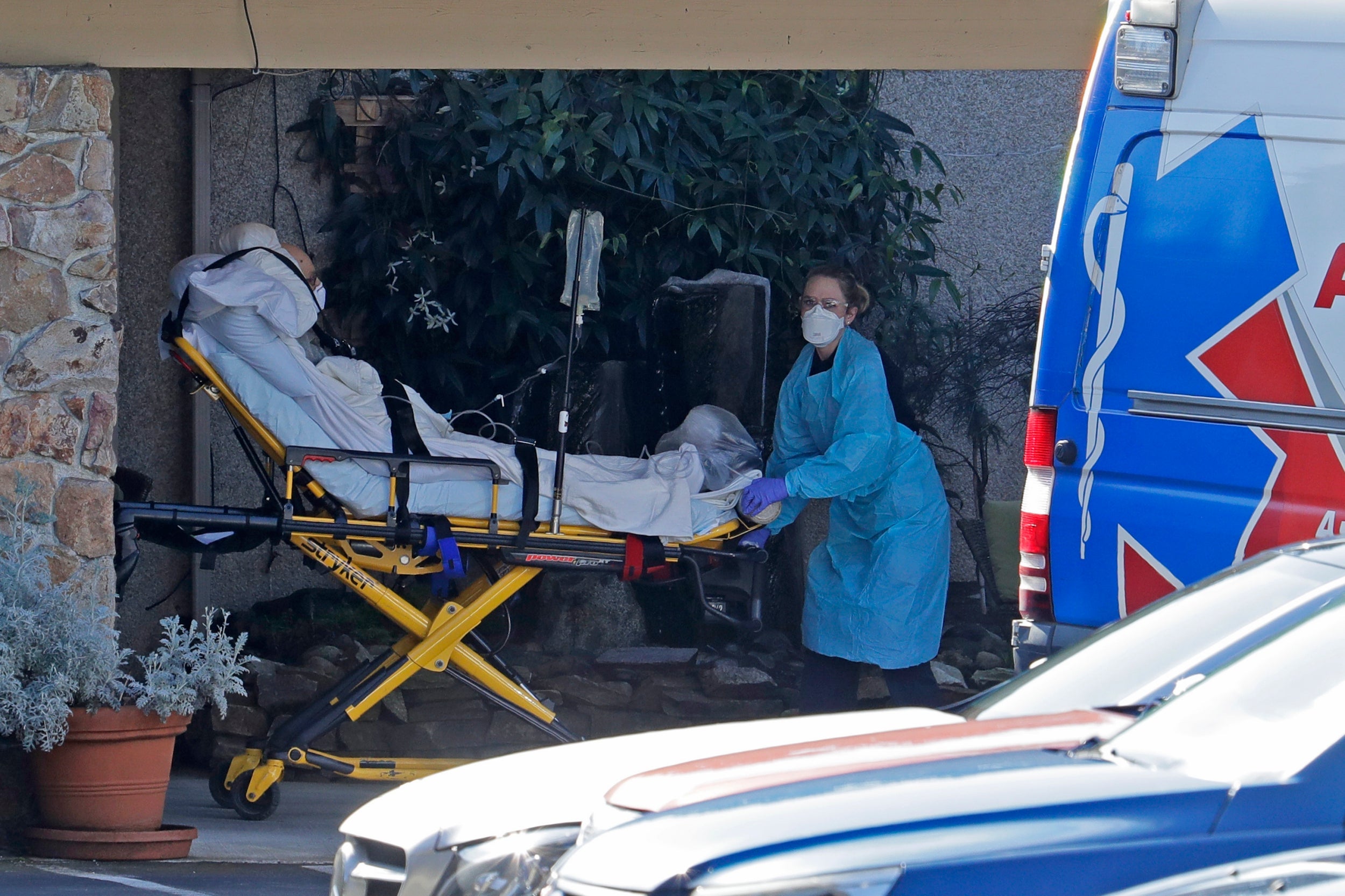 Patients were seen being transported from The Life Care Centre in Kirkland, Washington, to hospitals via ambulances