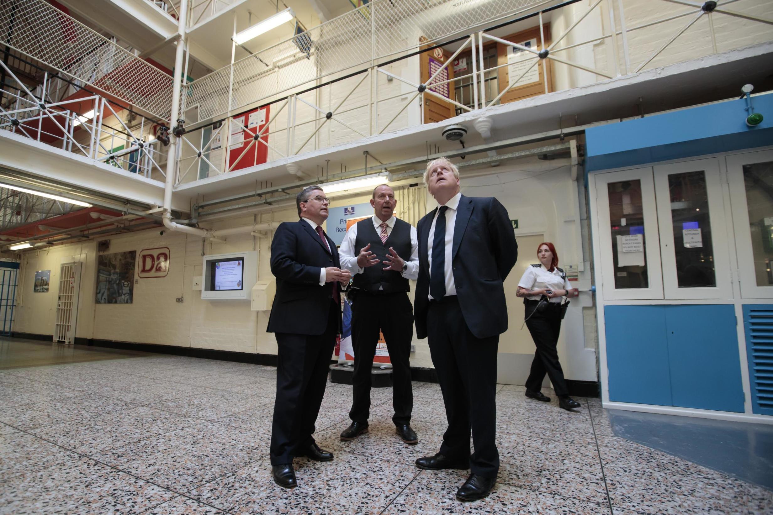 Boris Johnson visits HMP Leeds: in August, the prime minister promised more prisons and stronger police powers in an effort to fight violent crime (Getty)