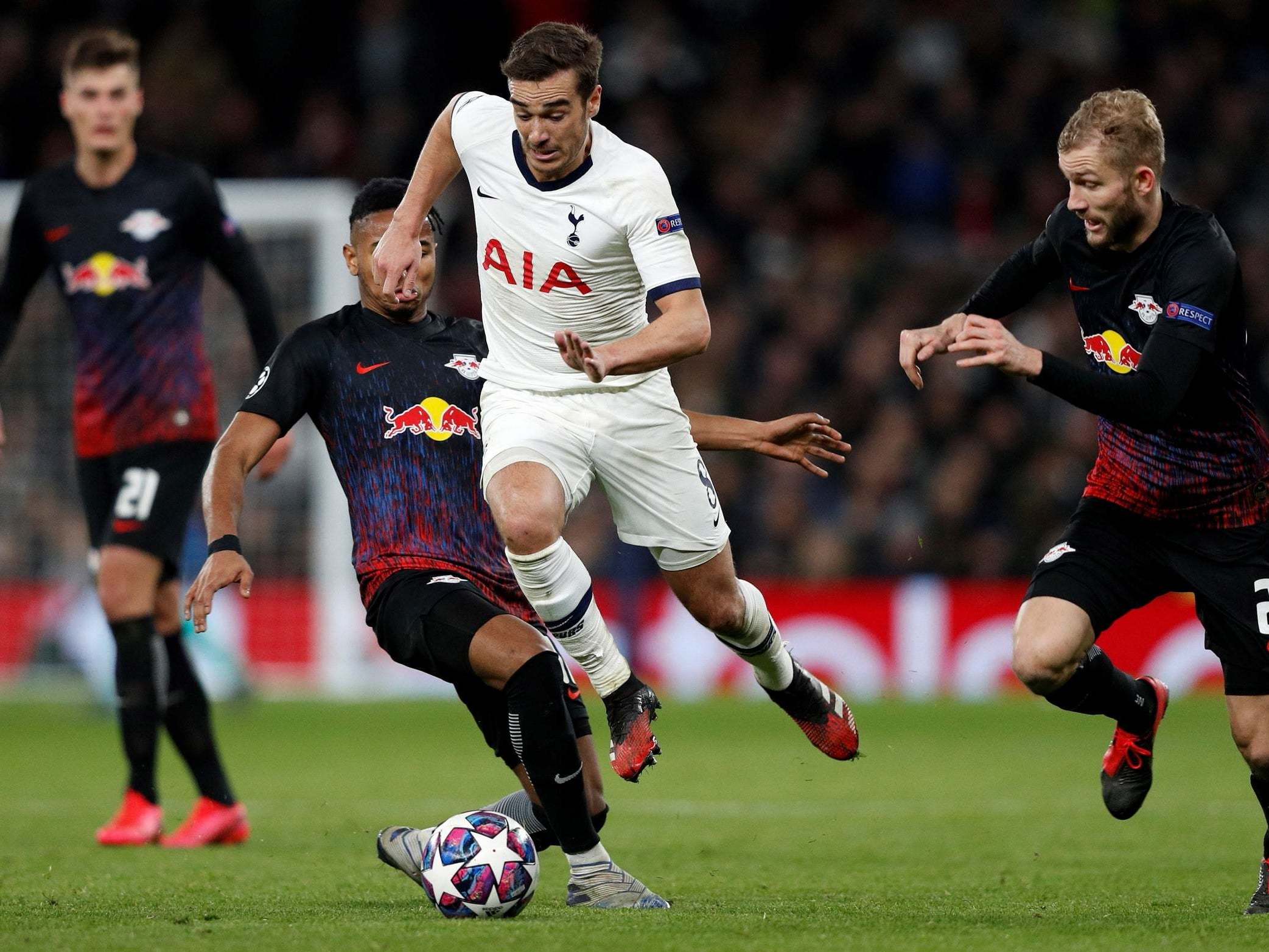 Harry Winks in action against RB Leipzig in the Champions League (AFP via Getty Images)