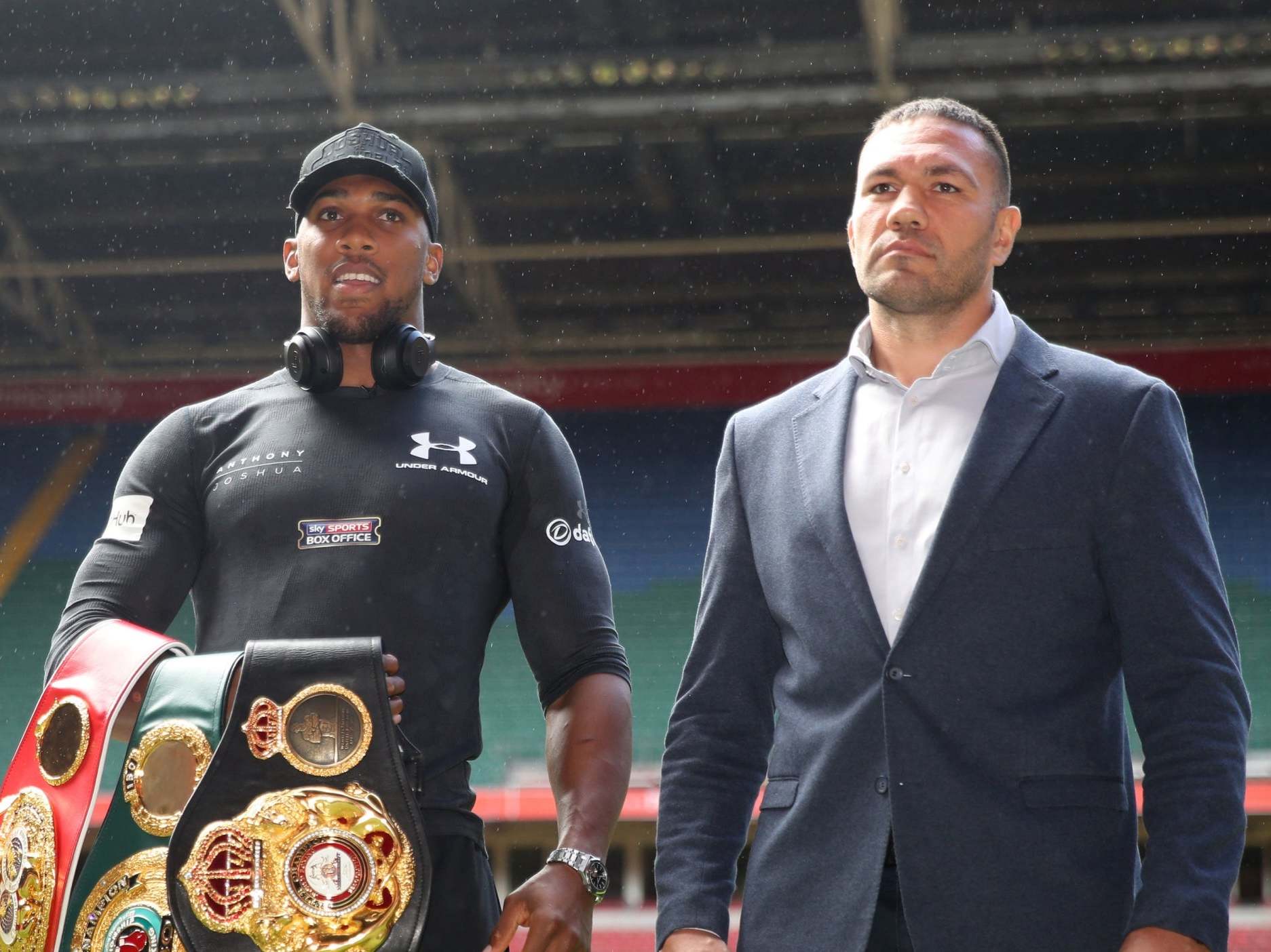 Anthony Joshua (left) could fight Kubrat Pulev in July if their fight is delayed