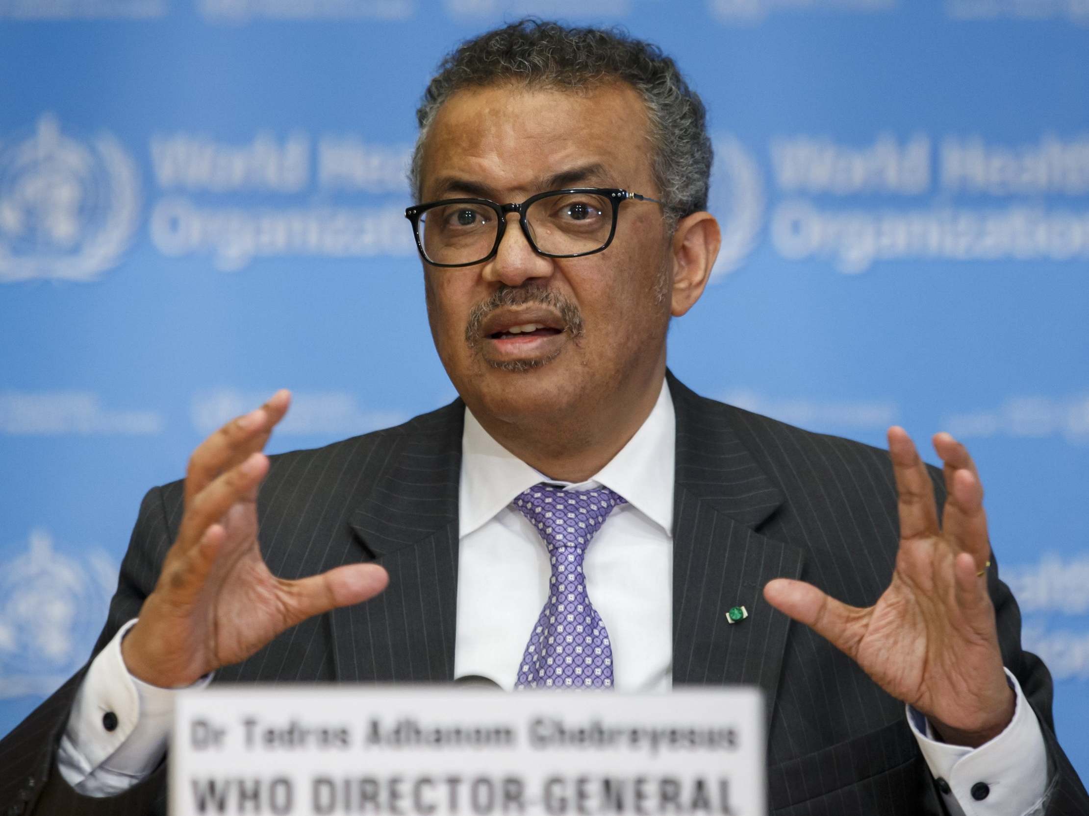 Tedros Adhanom Ghebreyesus, director-general of the WHO, informs the media about the last updates regarding on the novel coronavirus COVID-19