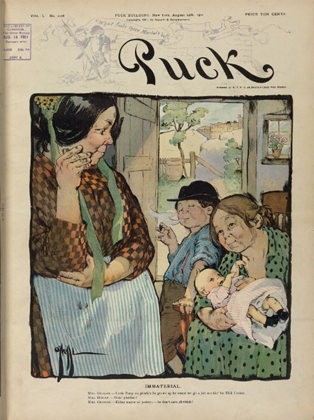 Two Irish mothers on the cover of ‘Puck’, 1901