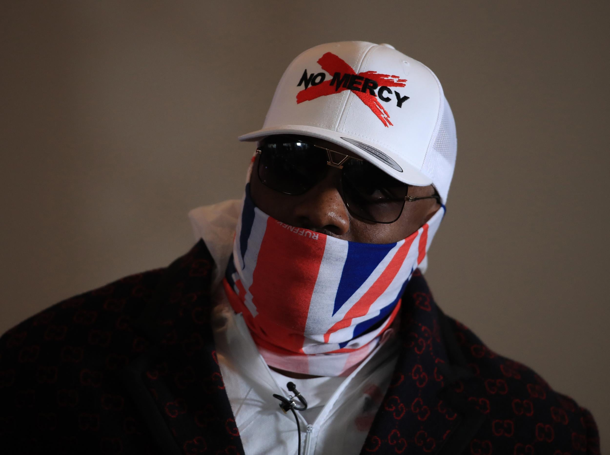 Dereck Chisora at a press conference to promote his fight with Oleksandr Usyk