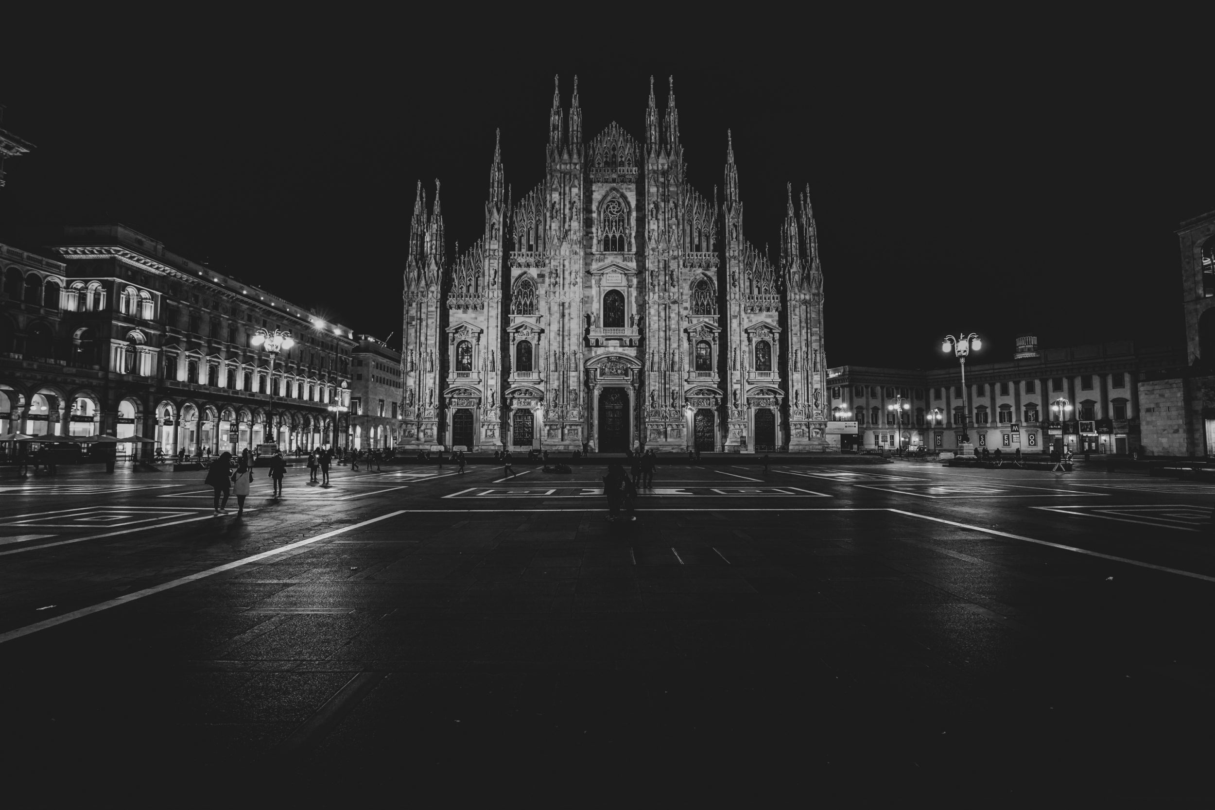 An empty Piazza Duomo in Milan