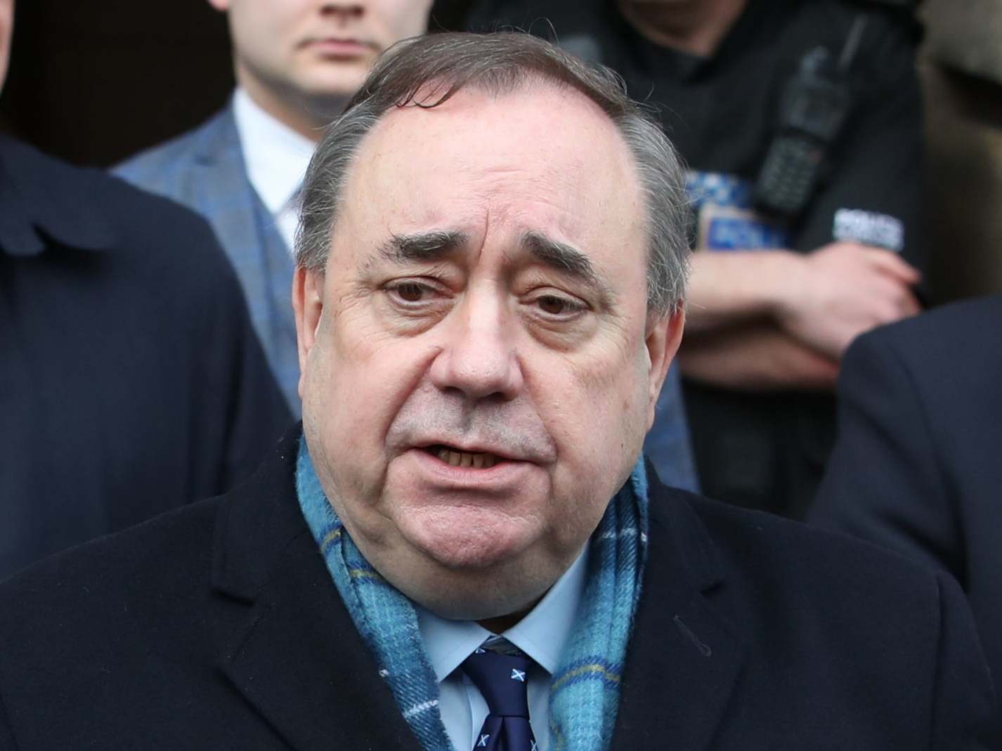 Alex Salmond speaks to the media as he leaves the High Court in Edinburgh after he was cleared of attempted rape