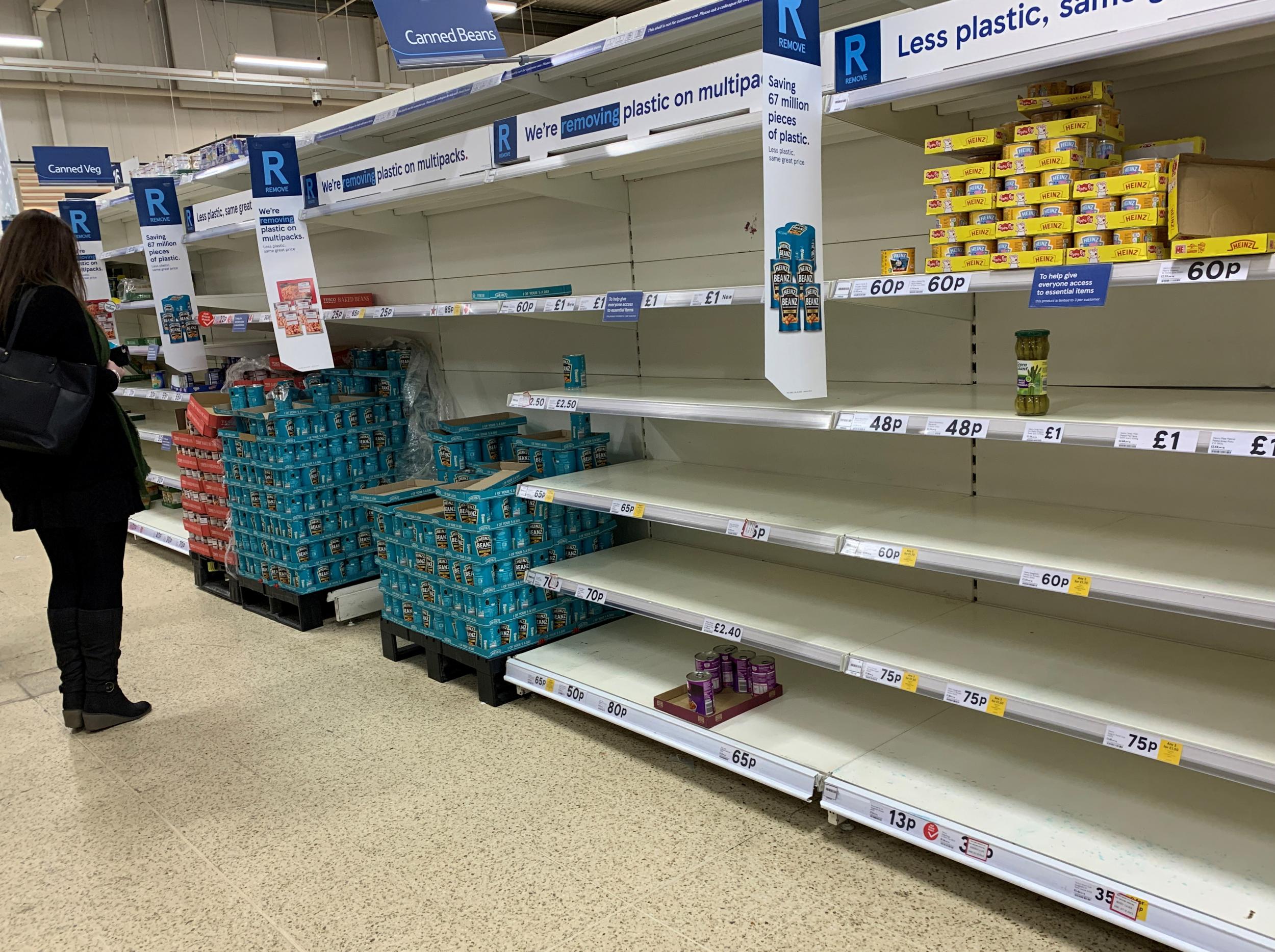 Empty shelves at a Tesco supermarket in Manchester