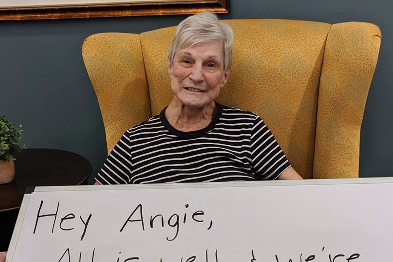 A resident at Masonic Homes Kentucky sends her love to her family during the coronavirus.