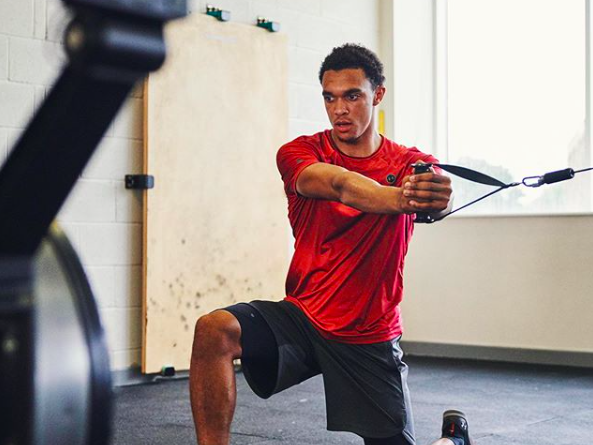Liverpool defender Trent Alexander-Arnold trains during the coronavirus outbreak