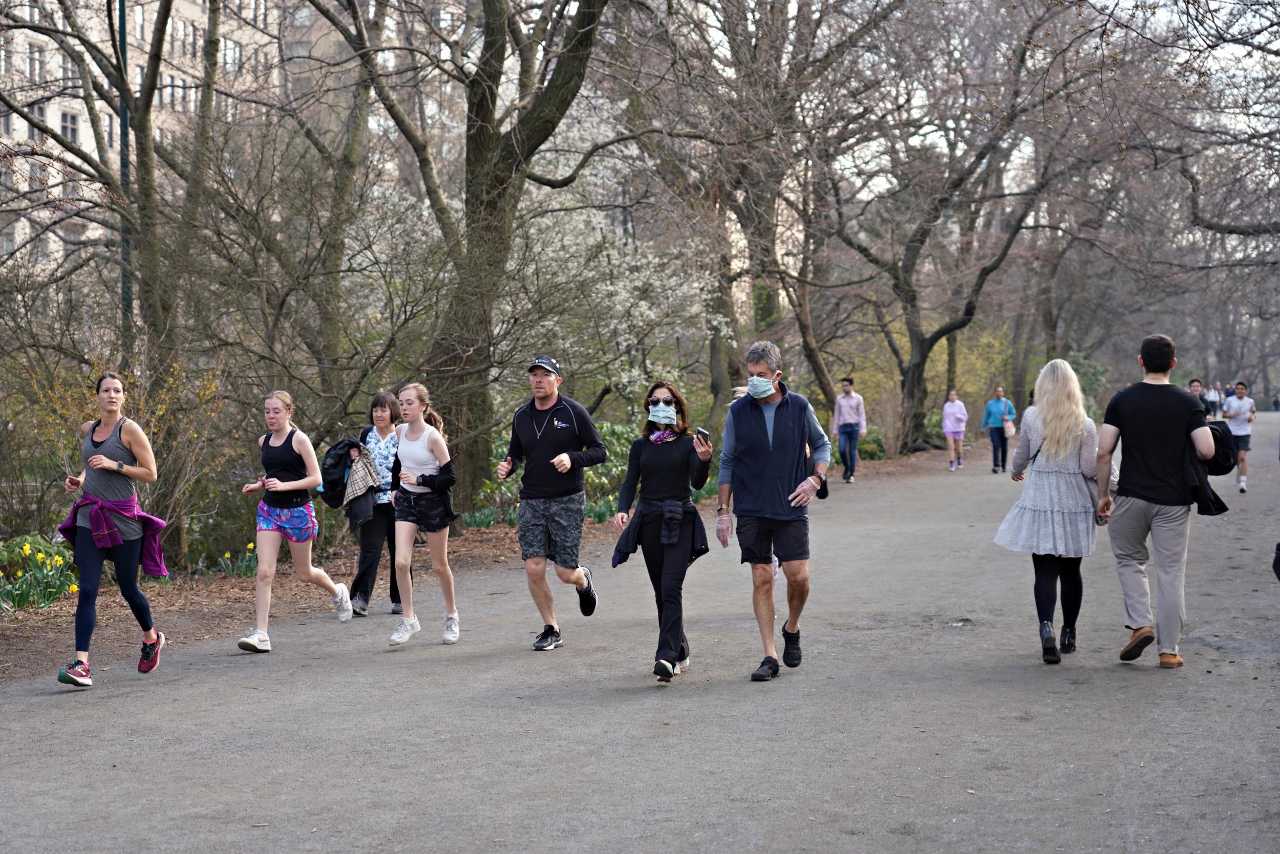 Similar to the UK, parks in and around the US remain open for exercise