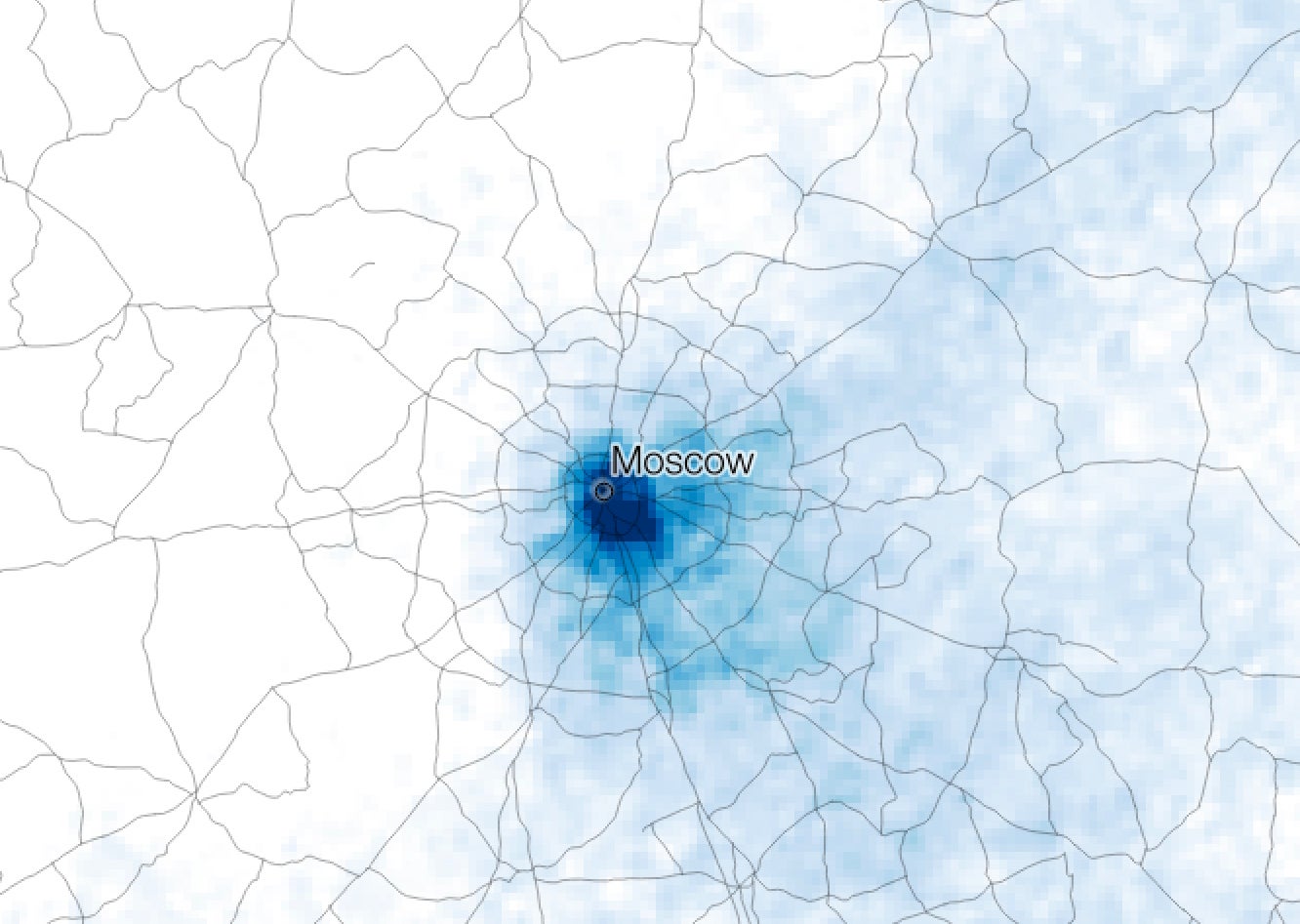 Satellite images show nitrogen dioxide (NO2) concentrations from 10 March to 22 March, 2020 in Moscow