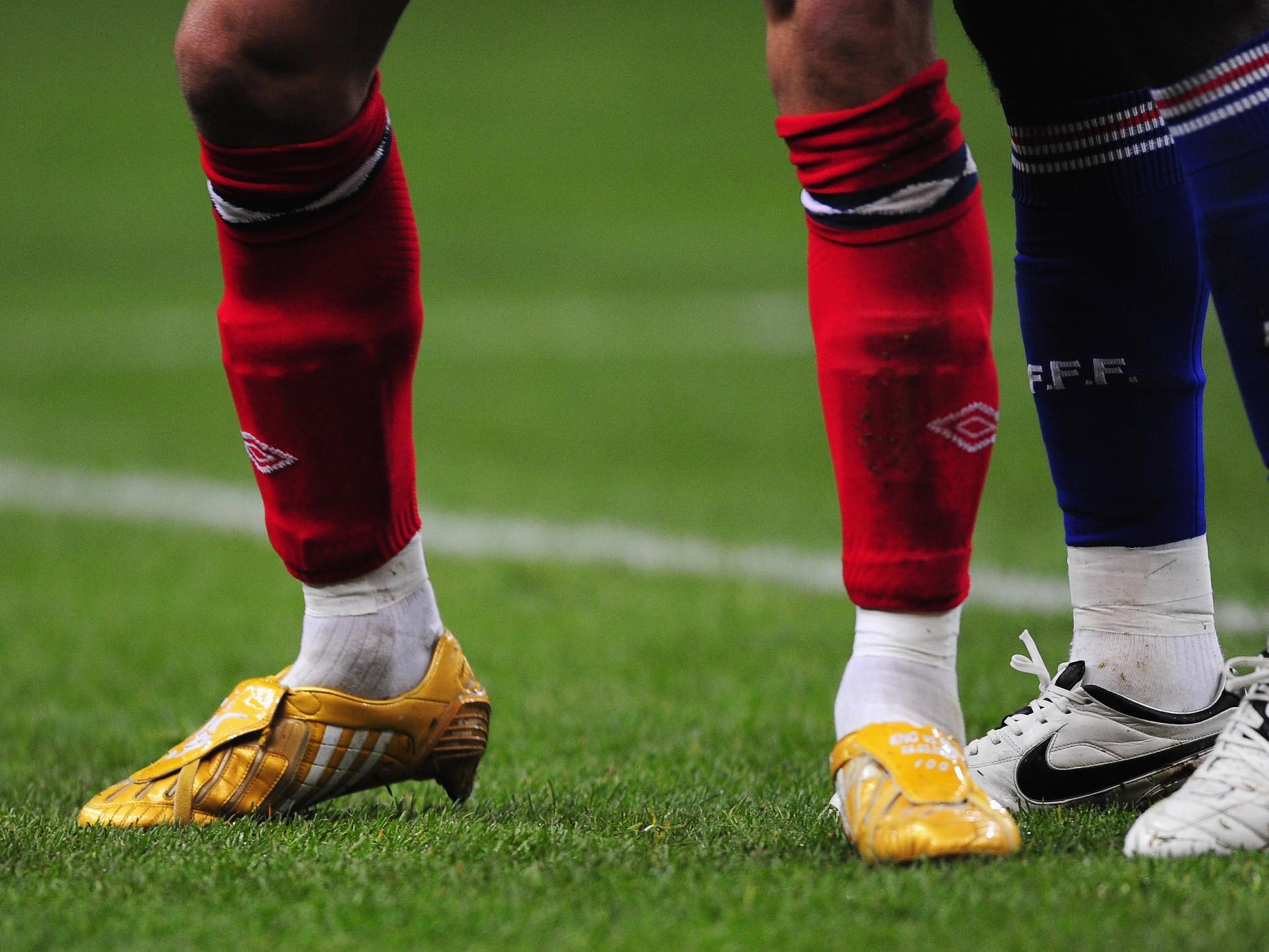 David Beckham wore a pair of custom gold boots to mark the occasion