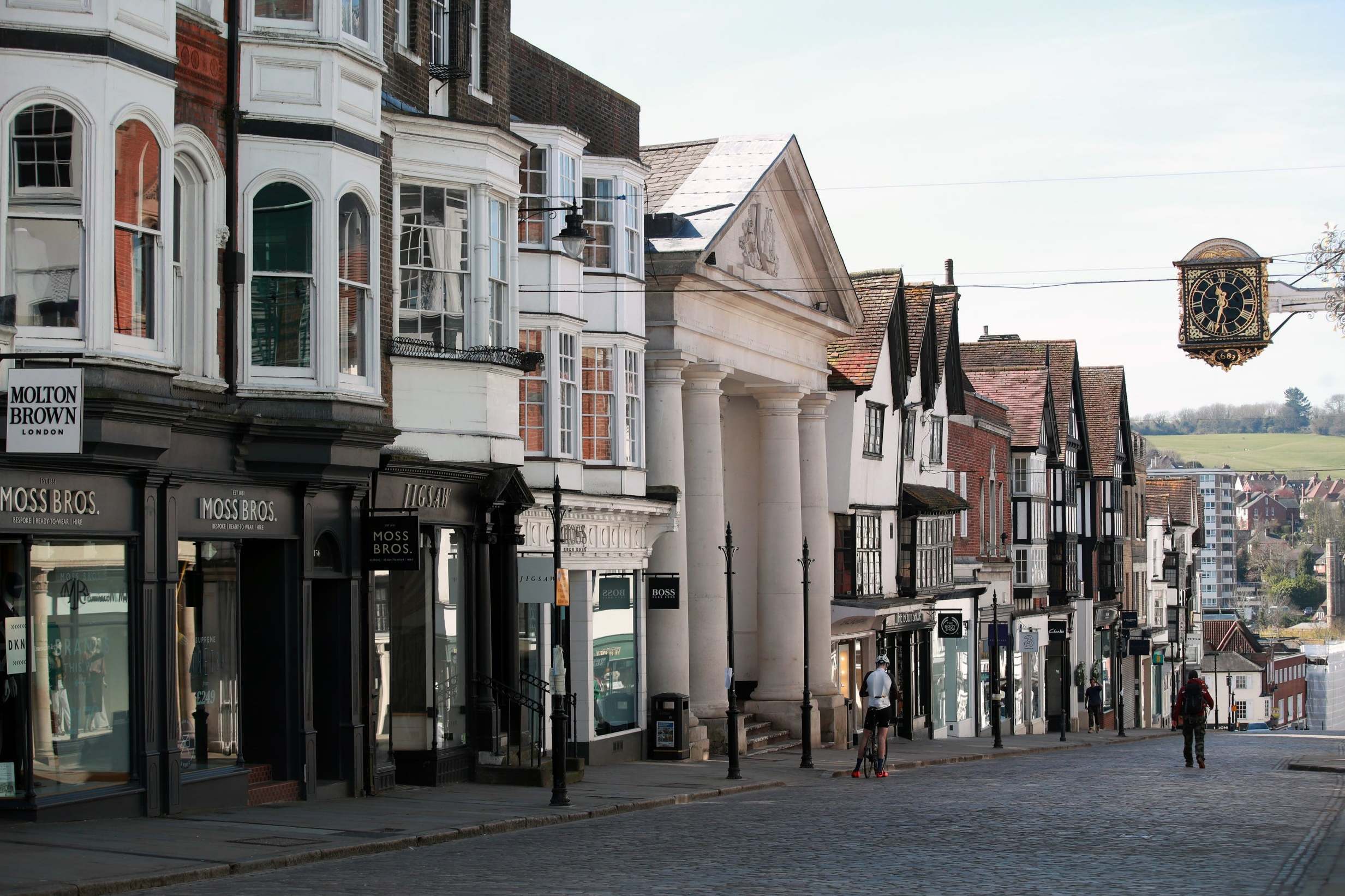 Streets have been left virtually deserted as people have to busy themselves at home