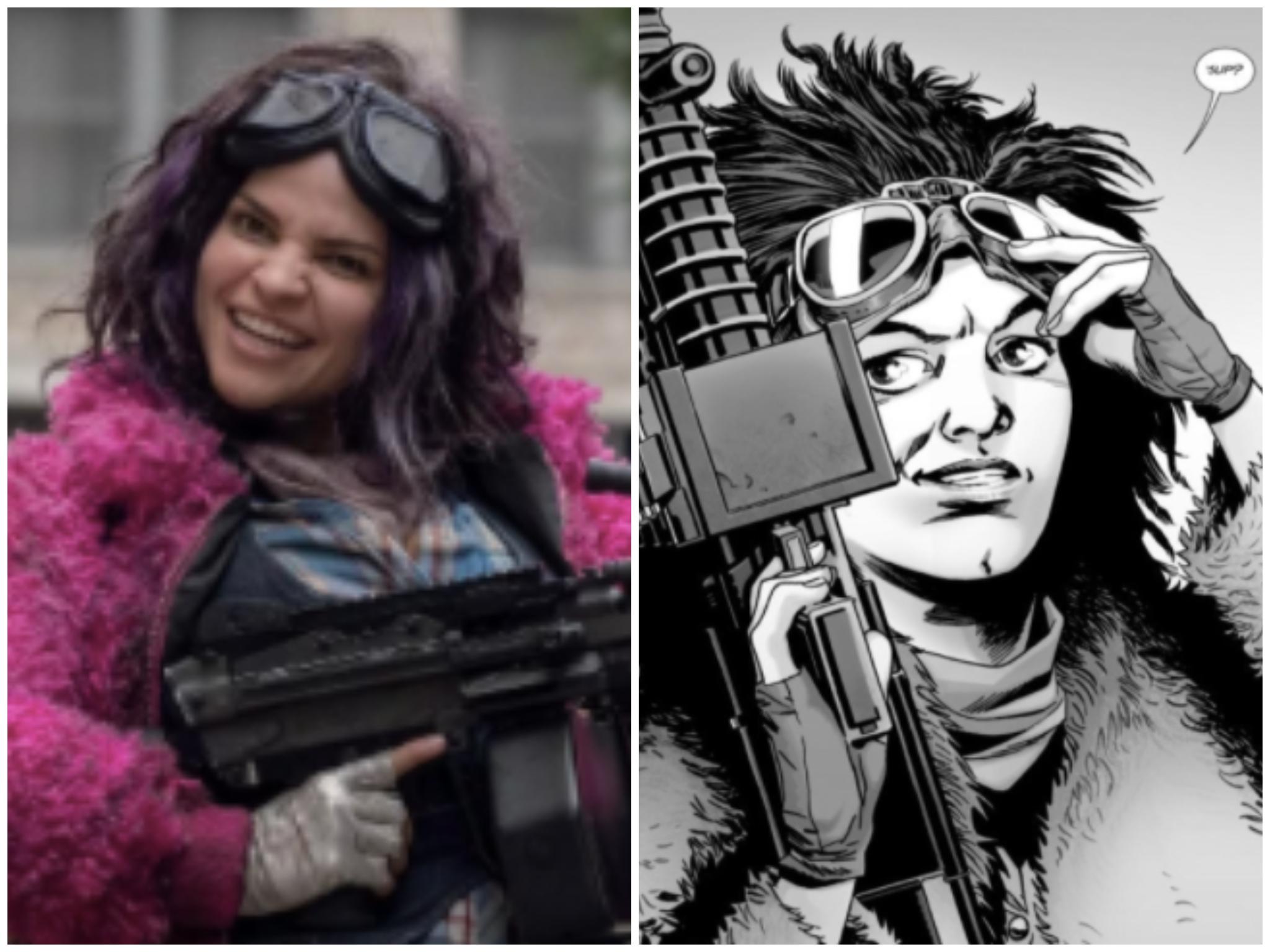 Princess in ‘The Walking Dead’ – played by Paolo Lazaro – and as she appears in Robert Kirkman’s comic books