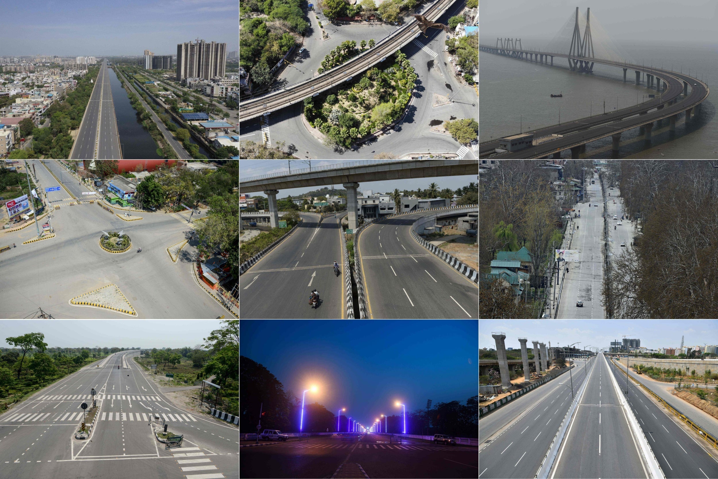 Deserted streets across India during the first day of a 21-day government-imposed nationwide lockdown (AFP/Getty)