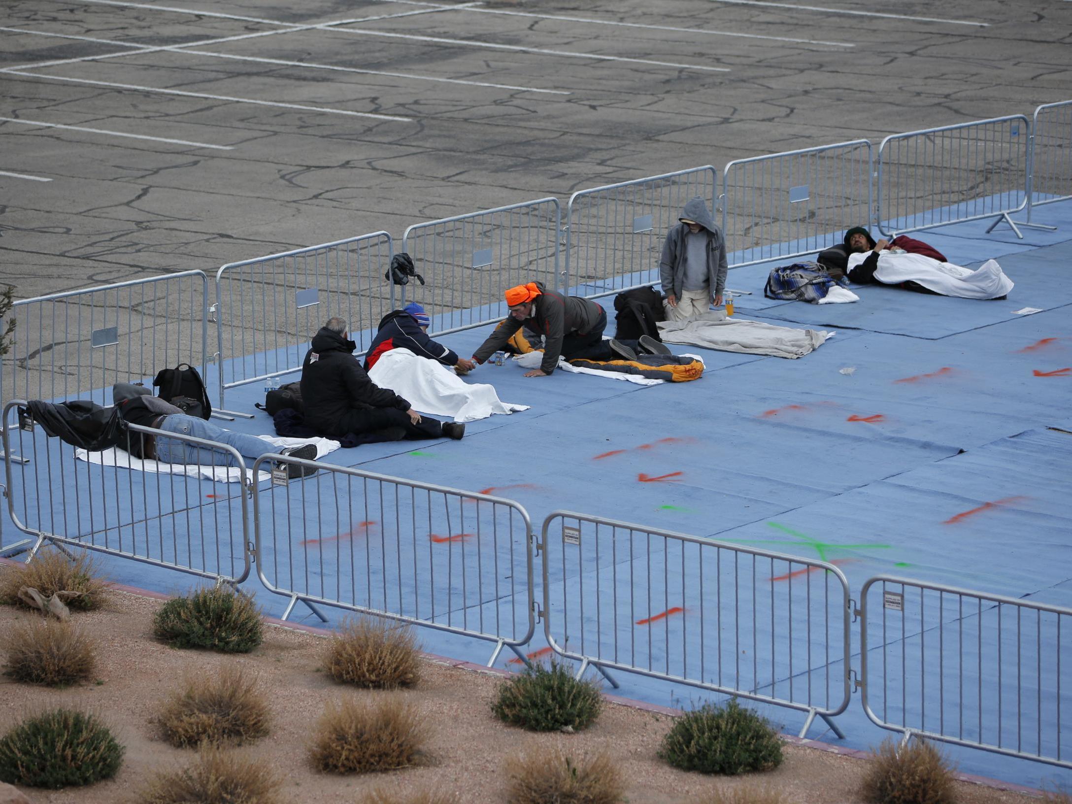 Homeless people in the Cashman Centre car park