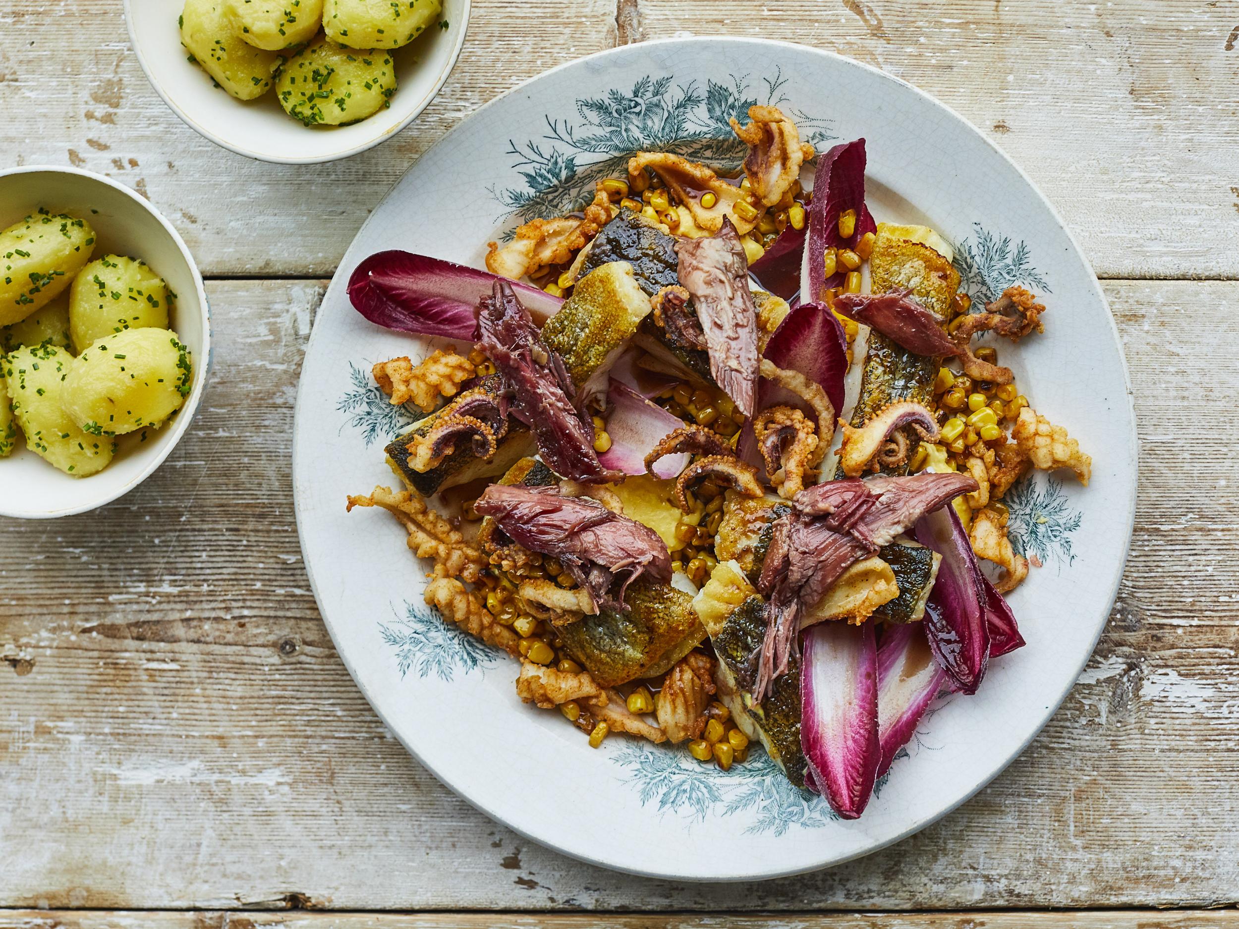 A colourful cacophony of roast cod and squid
