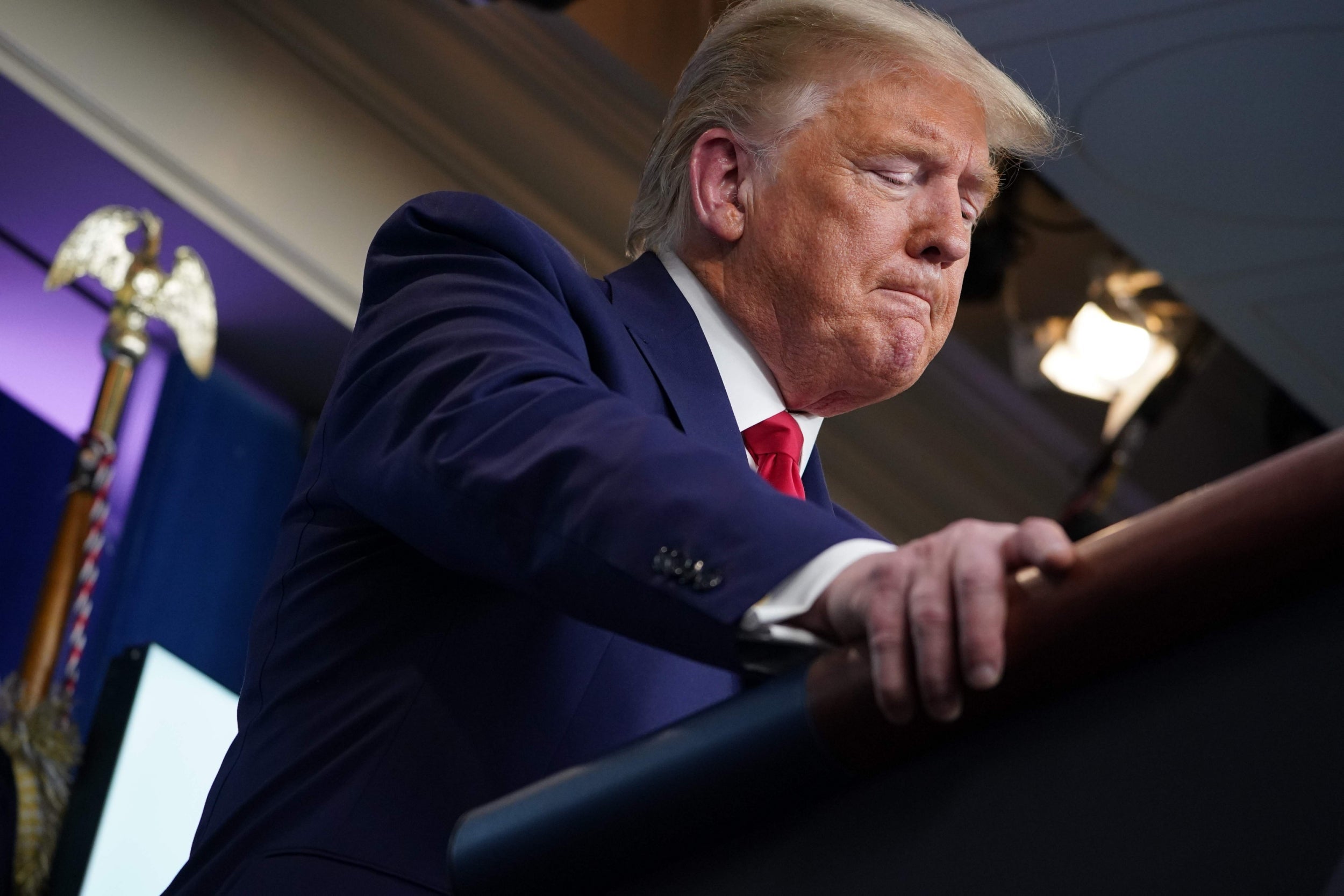 Donald Trump at a White House briefing on the coronavirus pandemic