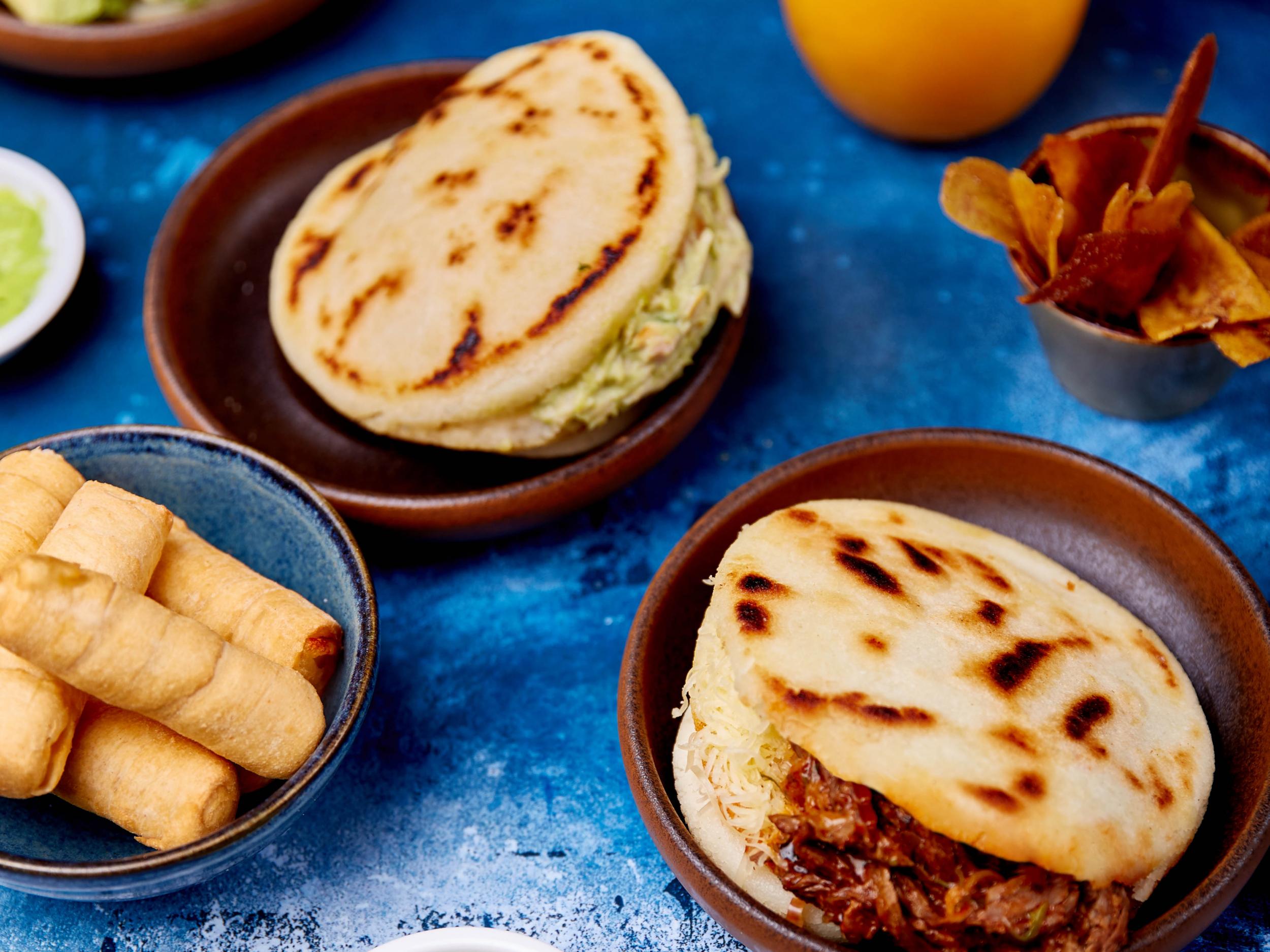 Venezuelan dishes, including arepas, at Sabroso in London