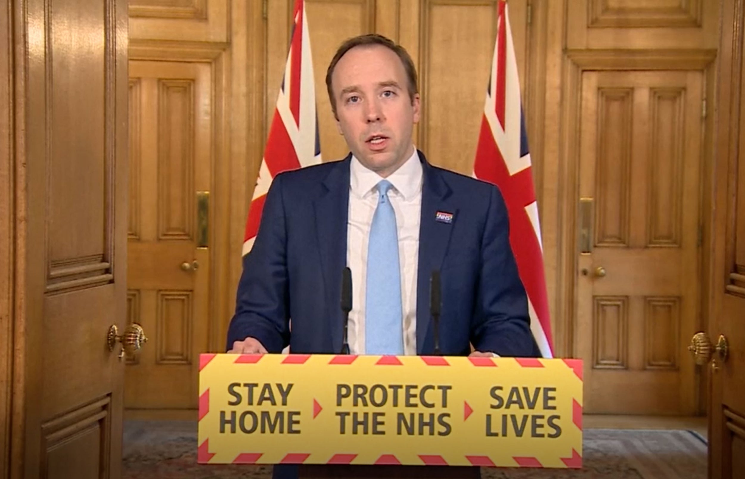 The health secretary, Matt Hancock, at the latest government press conference