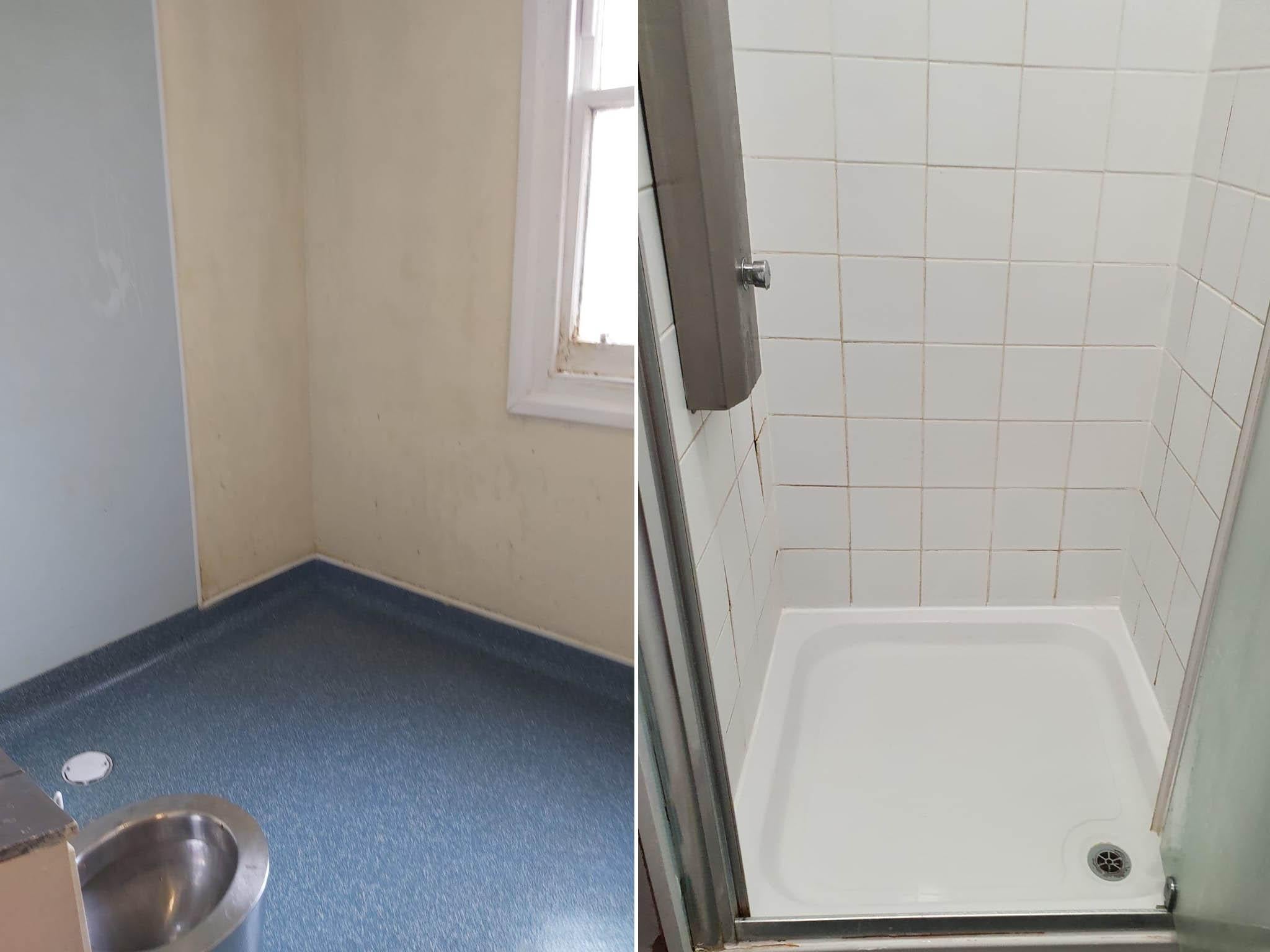 Dolores and Gaby’s showers, which they share with other families in the hostels