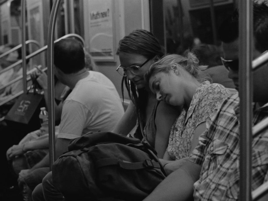 Sophie (Mickey Sumner) and Frances (Greta Gerwig) on the train in Frances Ha.