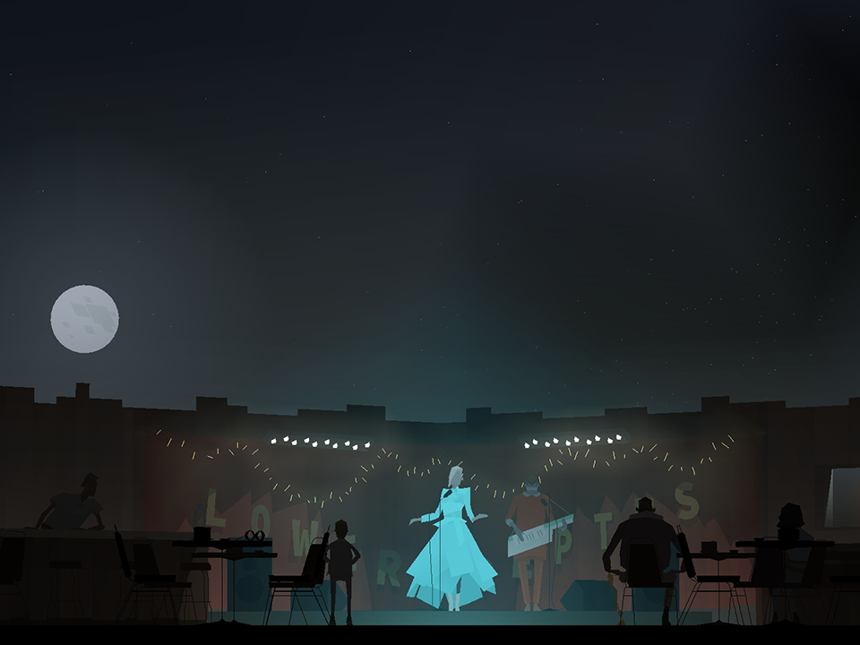 A musical performance echoes into the night sky in the masterful ‘Kentucky Route Zero’