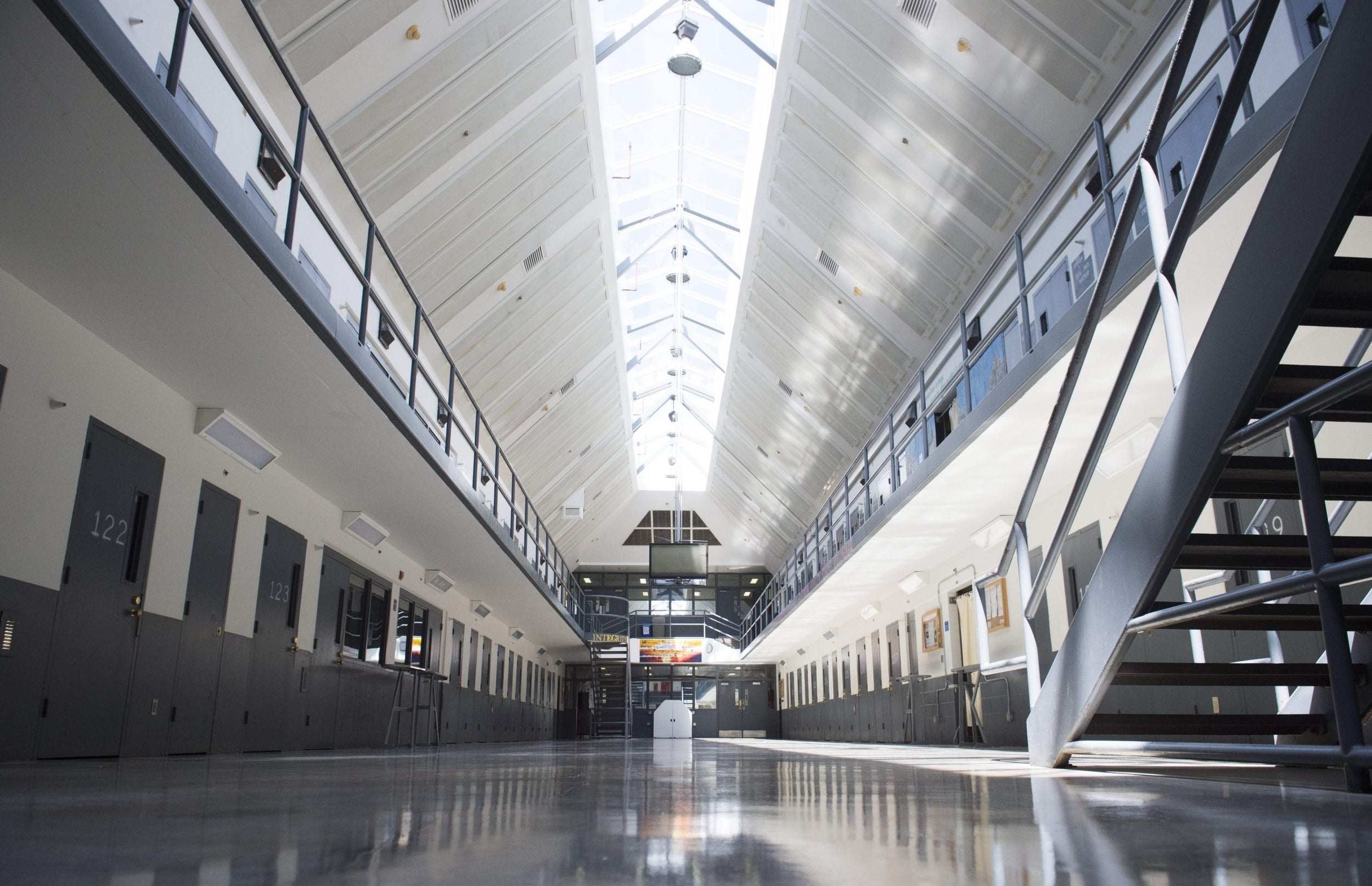 A federal prison cell block at El Reno, Oklahoma, shows the proximity in which inmates live together in US prisons (AFP)