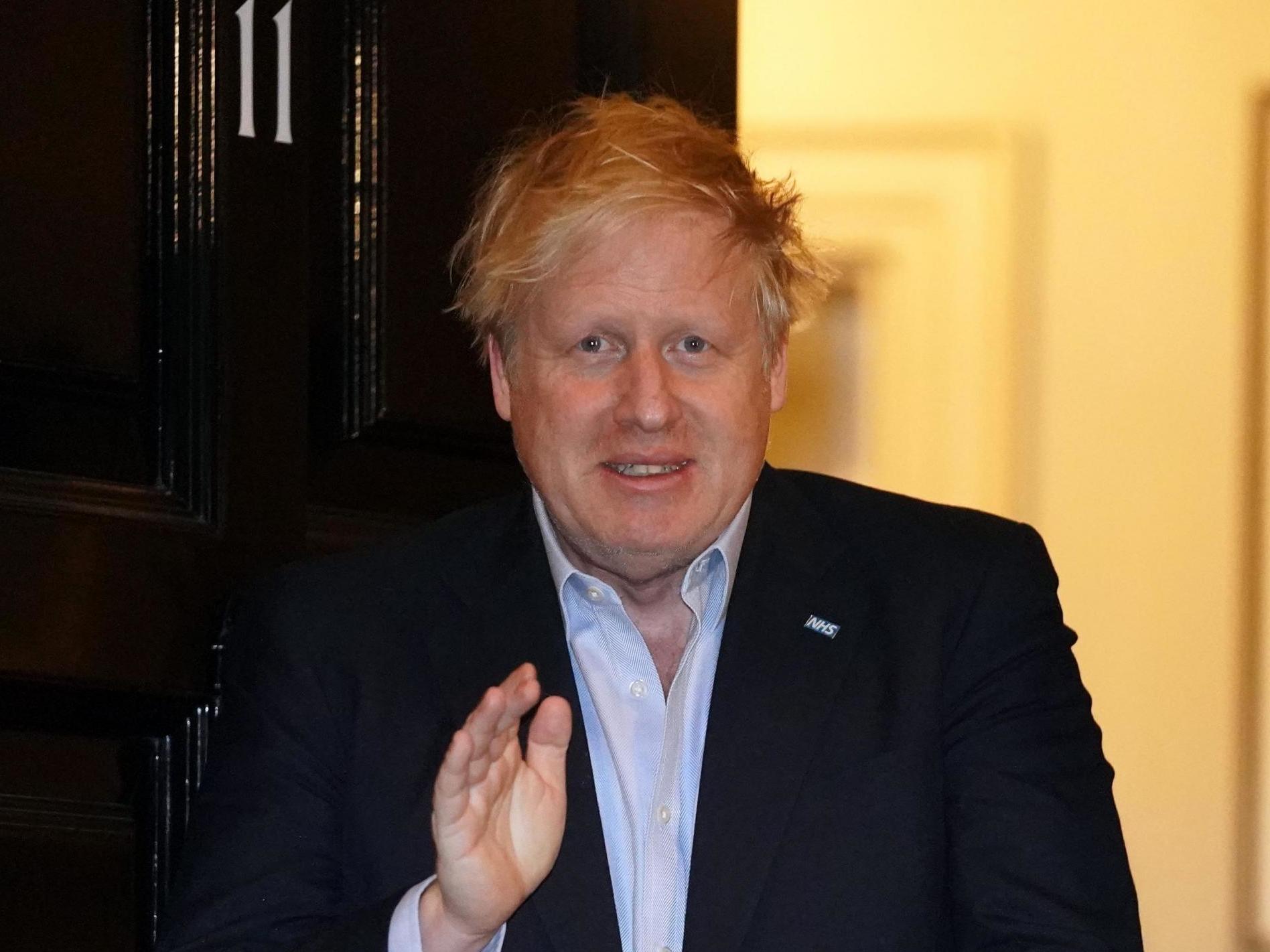 Boris Johnson applauds the NHS at Downing Street, shortly before his admission to hospital