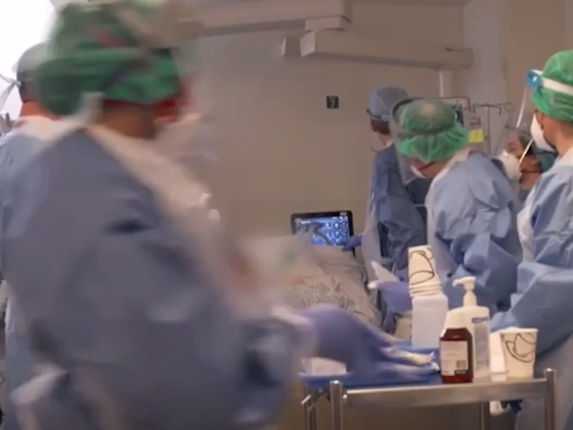 Doctors and nurses on an intensive care unit at University College Hospital