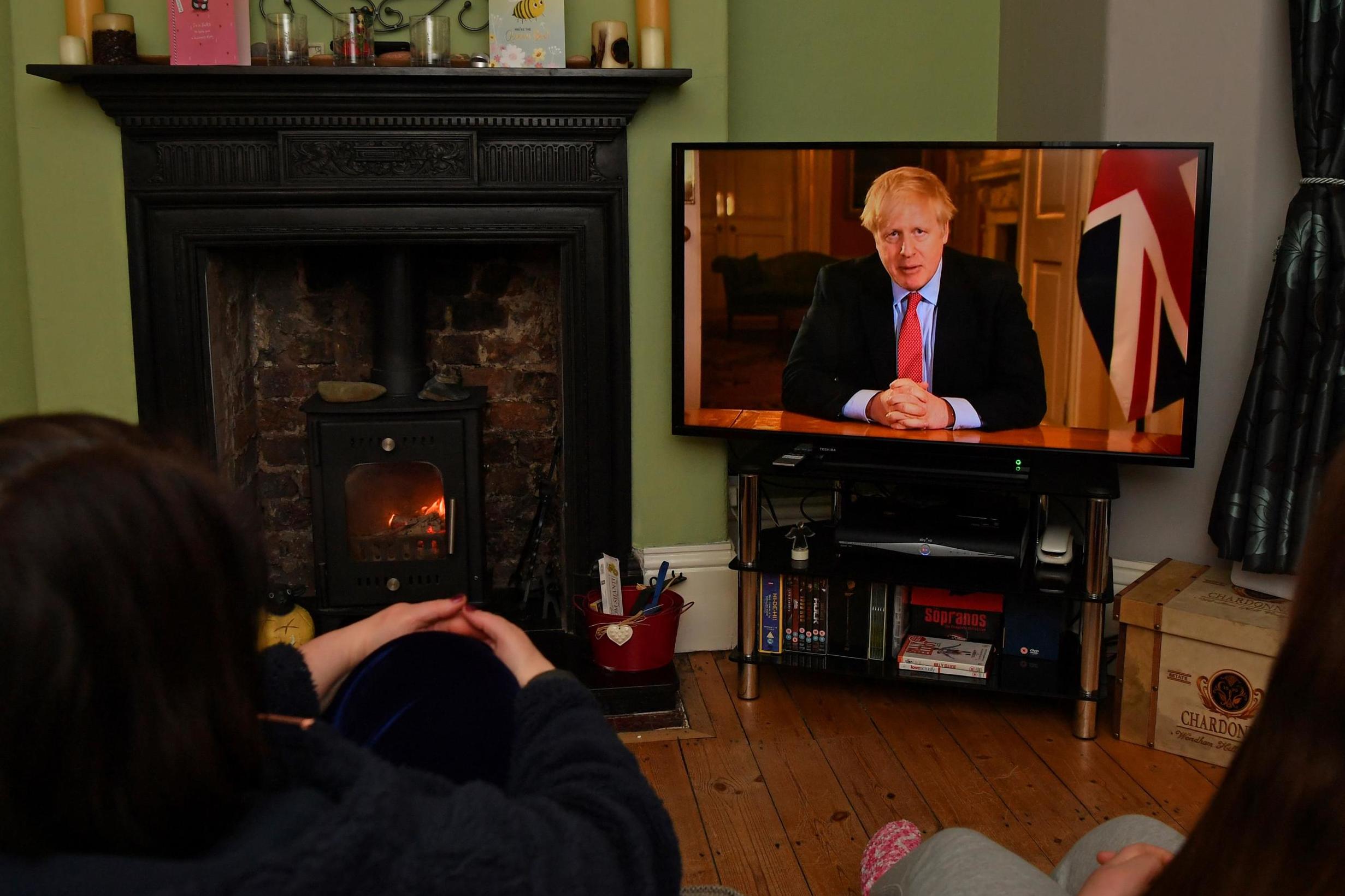 Boris Johnson announcing lockdown measure to the nation on 23 March (AFP/Getty)