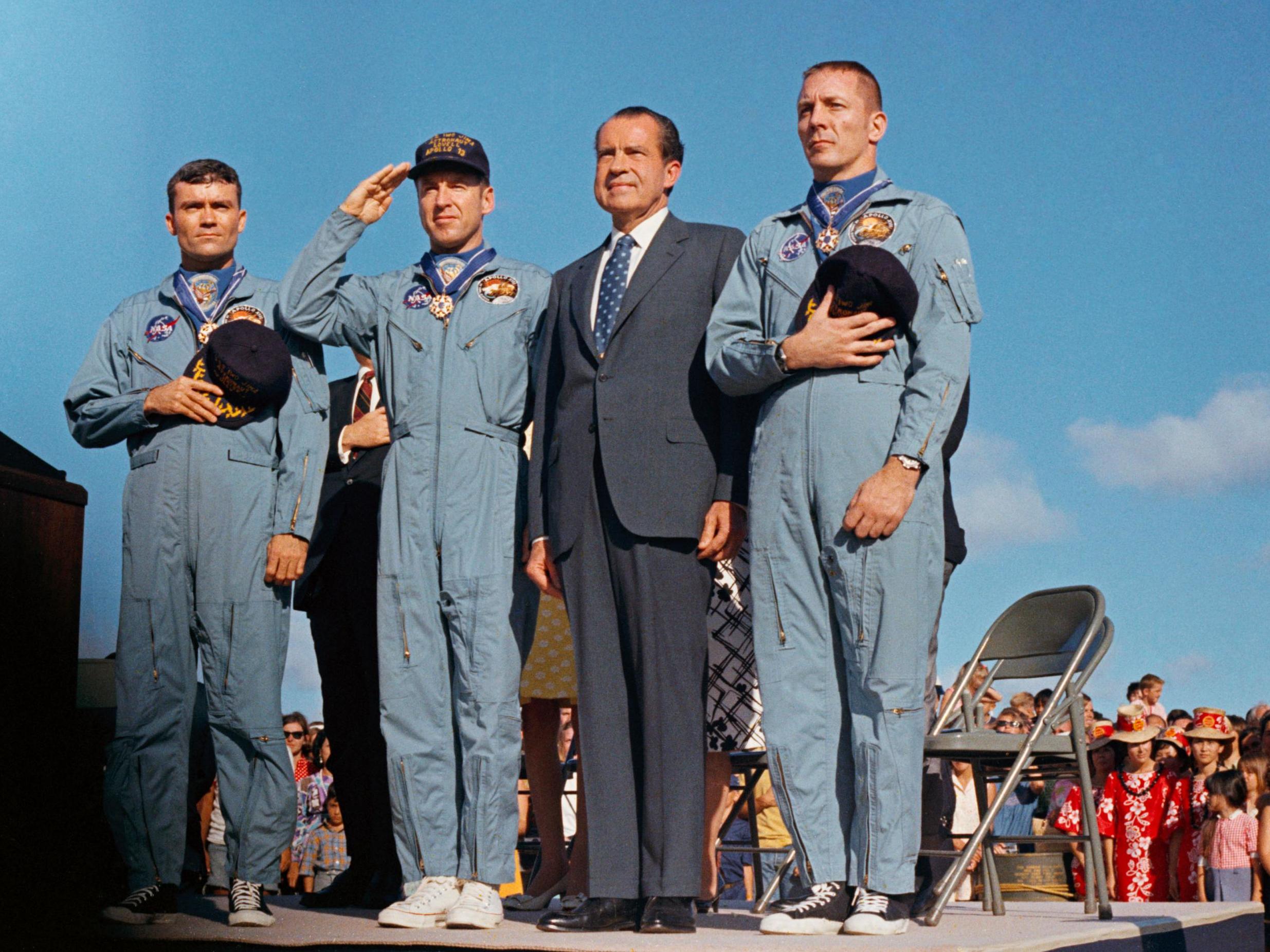 President Richard Nixon and the Apollo 13 crew after the fateful mission