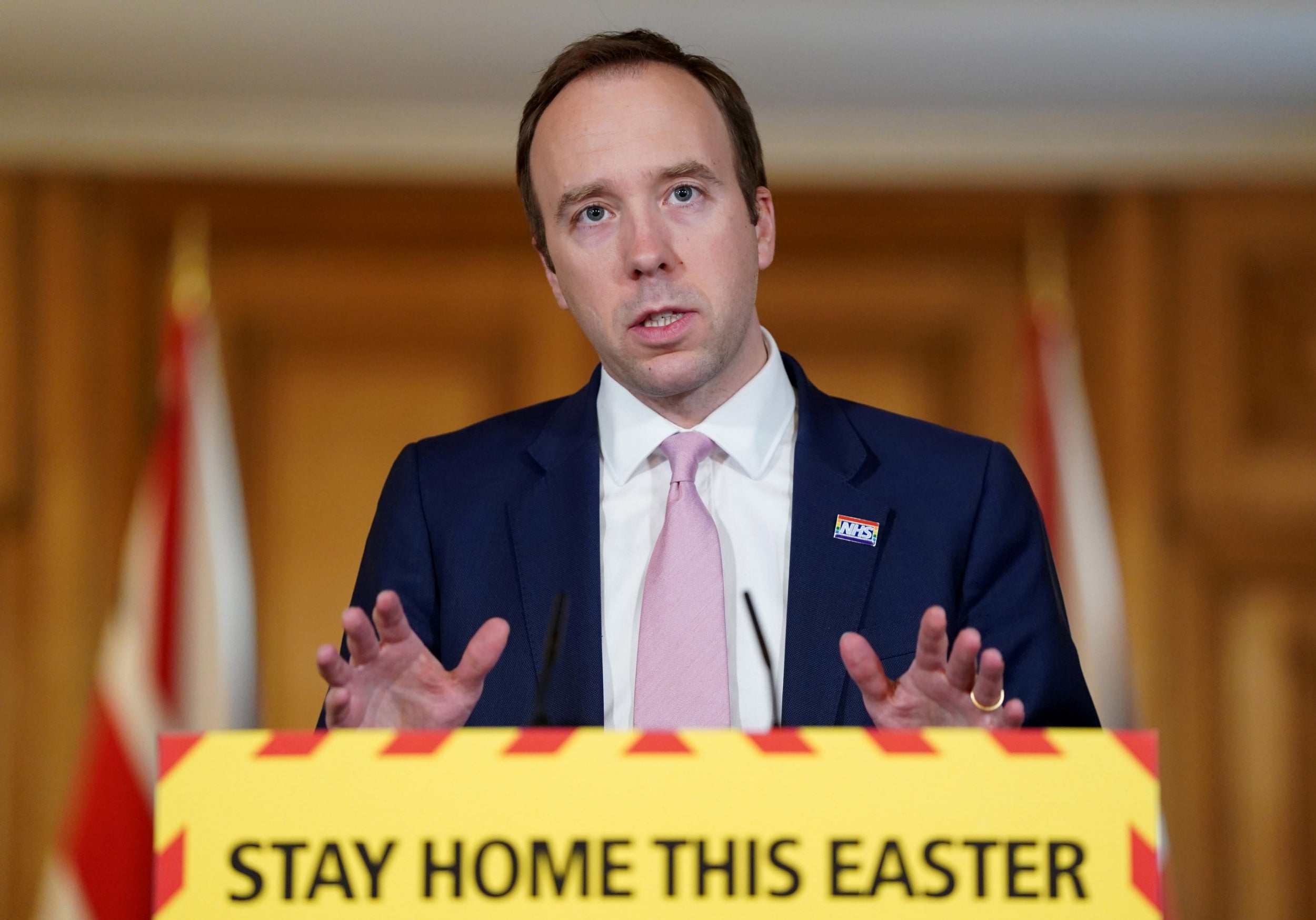 Health secretary Matt Hancock holding a Covid-19 press conference in 10 Downing Street