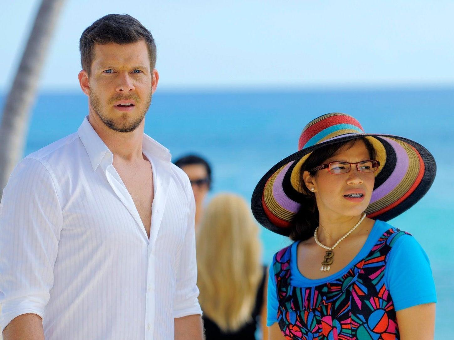 Betty with Mode boss Daniel Meade (Eric Mabius) (Channel 4