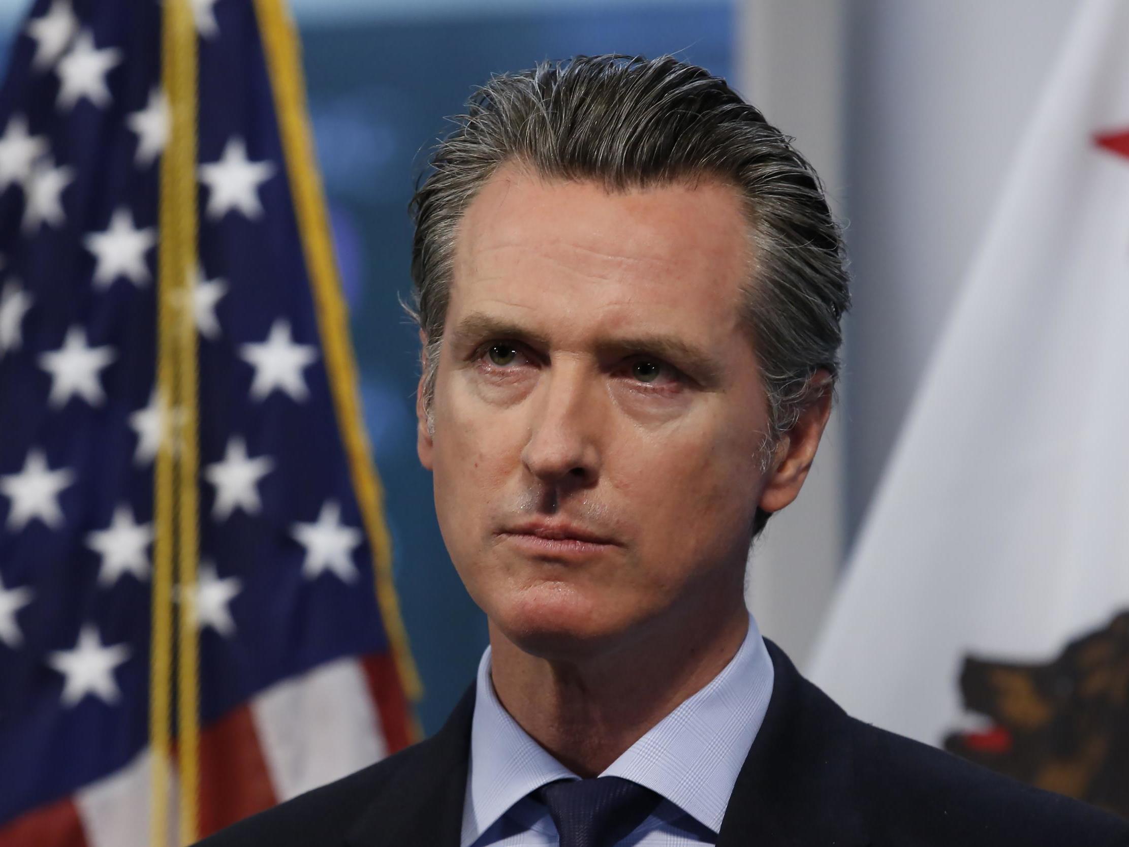 Gavin Newsom at a daily briefing