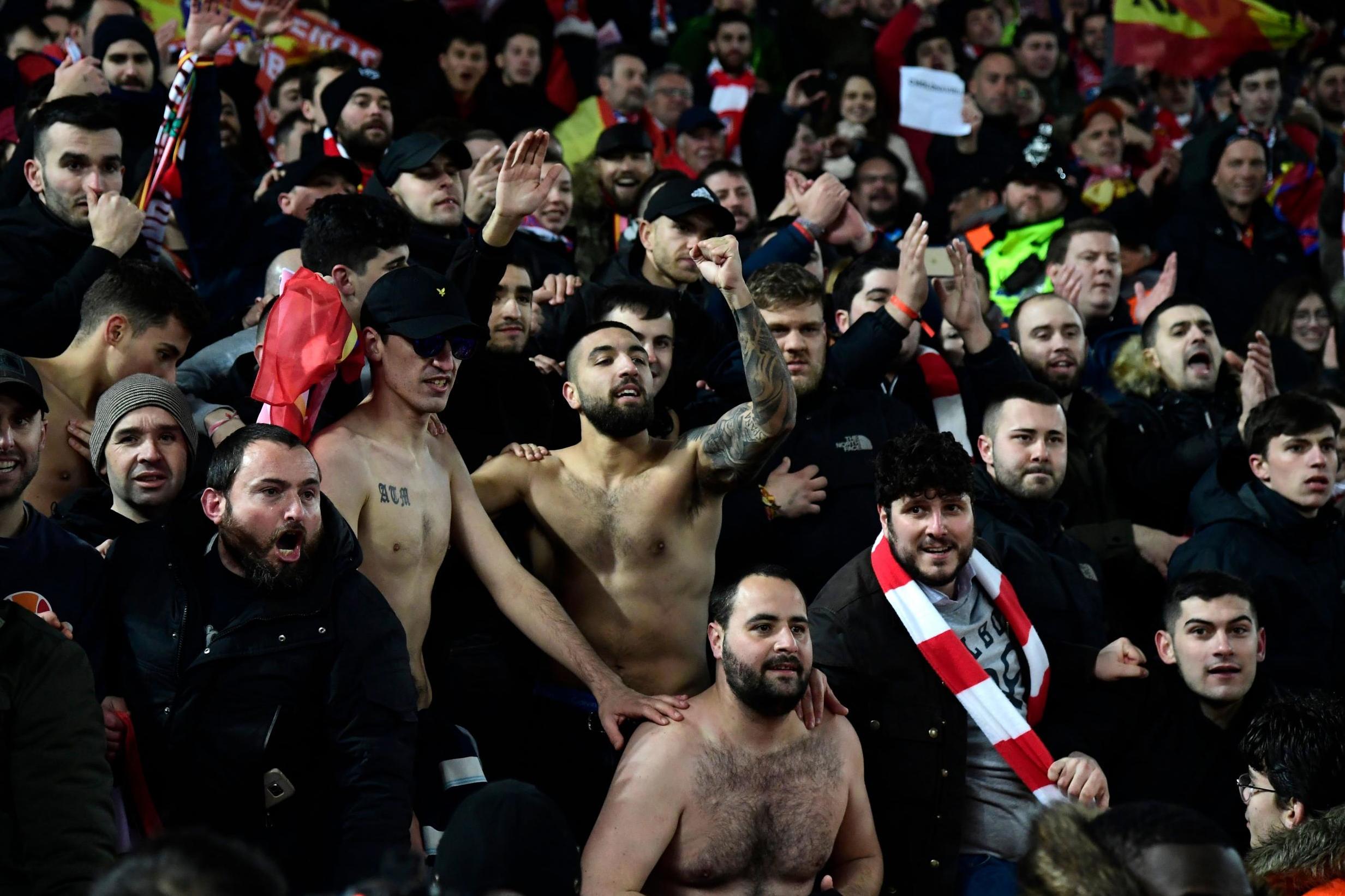 Atletico Madrid supporters at Anfield (AFP/Getty)