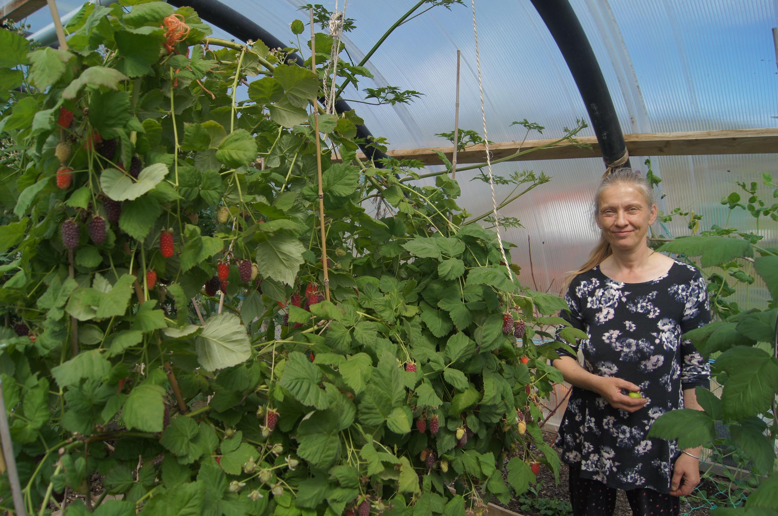 Foula resident Amy Ratter in her garden