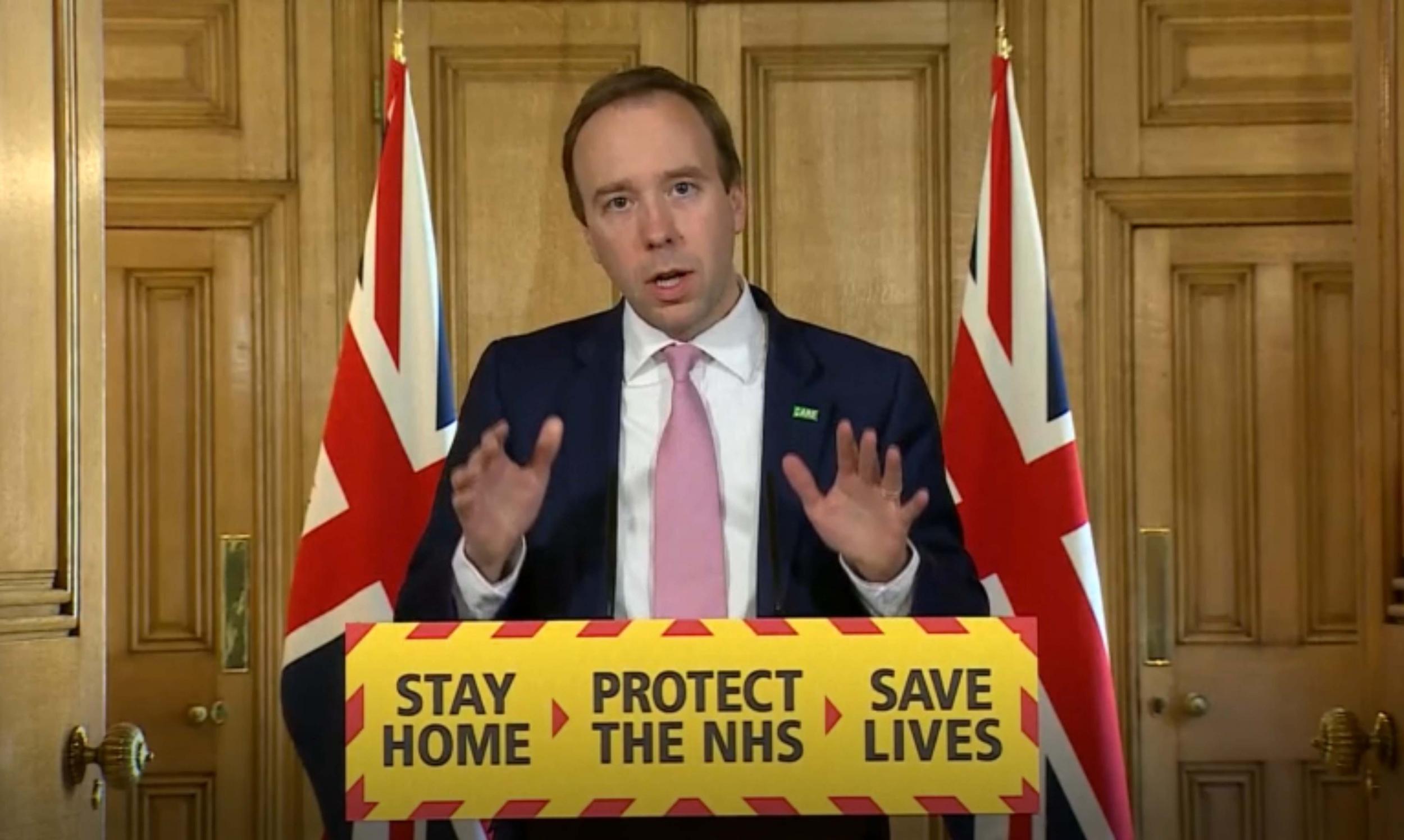 Matt Hancock speaks at the Downing Street press conference