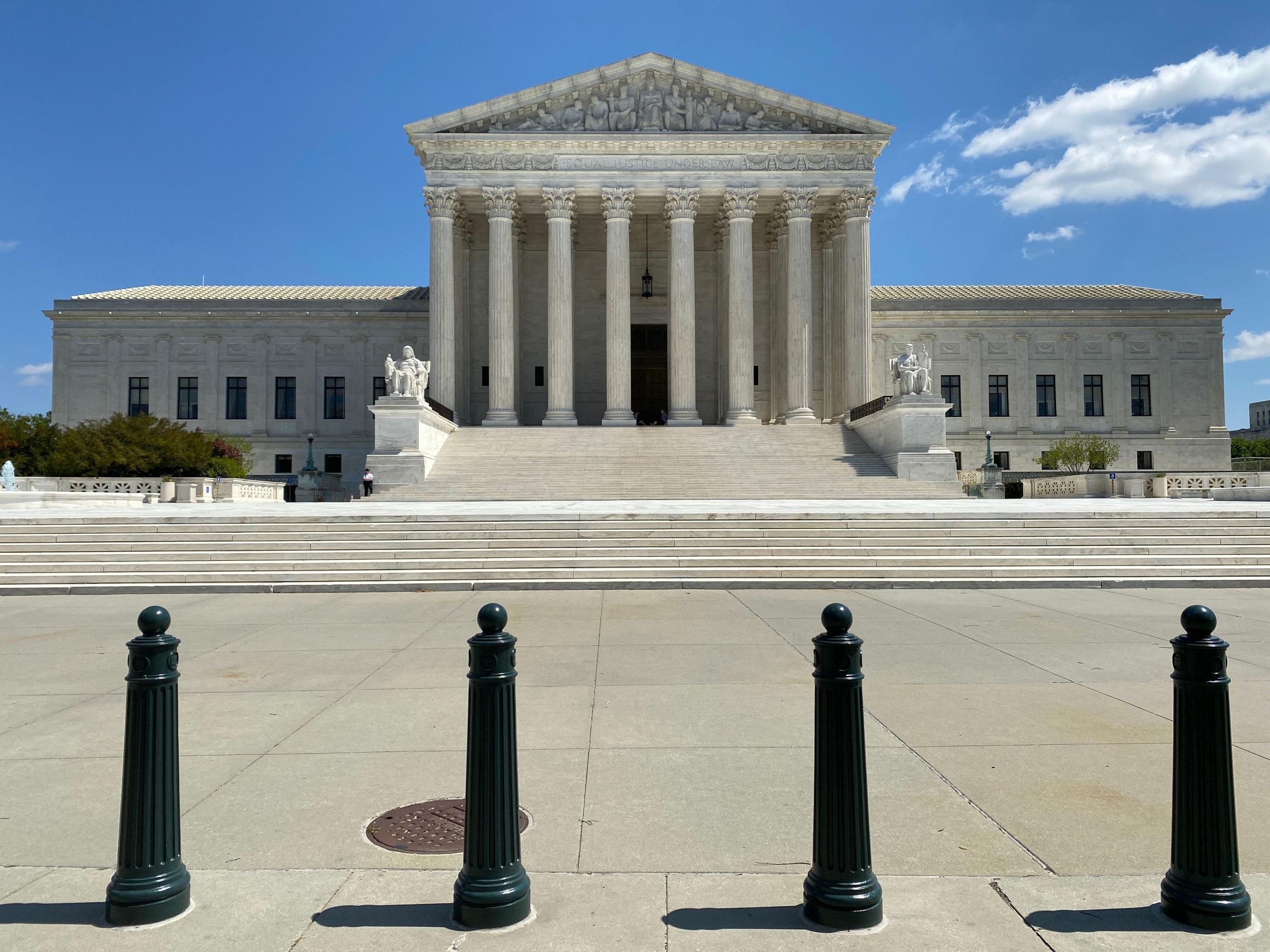 An empty US Supreme Court is seen amid the coronavirus pandemic as the stay at home order has been extended in Washington