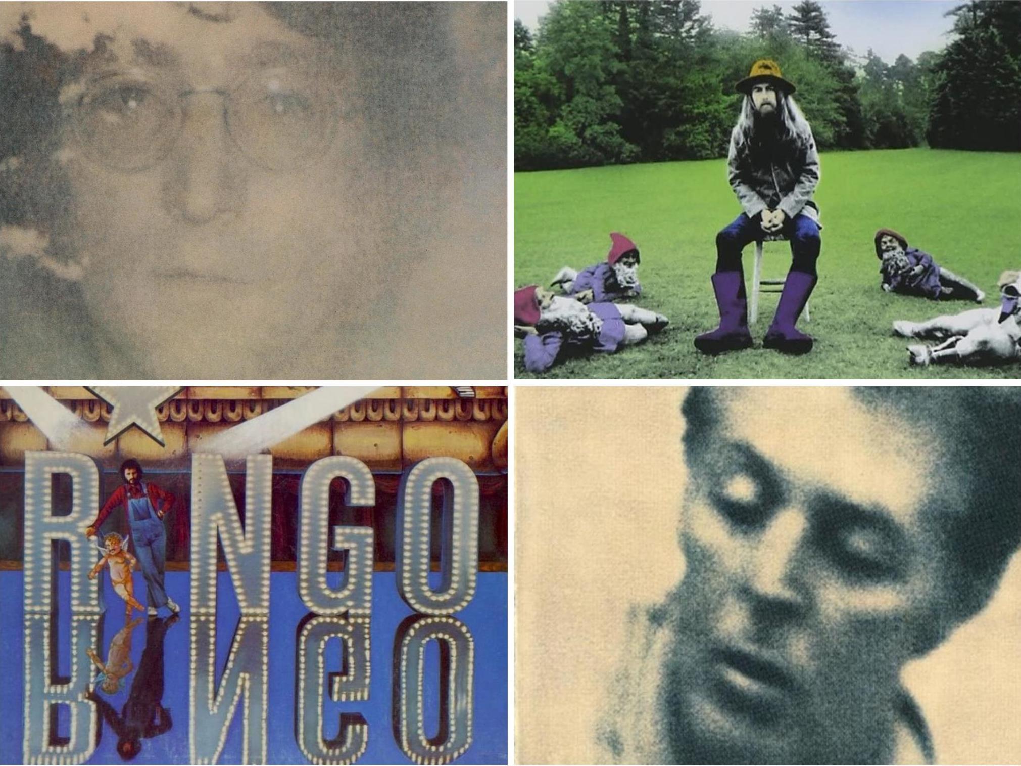 Four into one: (clockwise from top left) John Lennon’s ‘Imagine’, George Harrison’s ‘All Things Must Pass’, Paul McCartney’s ‘Flaming Pie’ and Ringo Starr’s ‘Ringo’