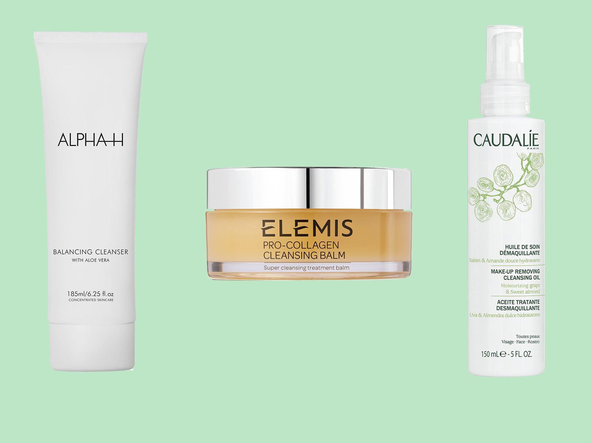 Alpha-H Balancing Cleanser with Aloe Vera; Elemis Pro Collagen Cleansing Balm; Caudalie Make-up Removing Cleansing Oil