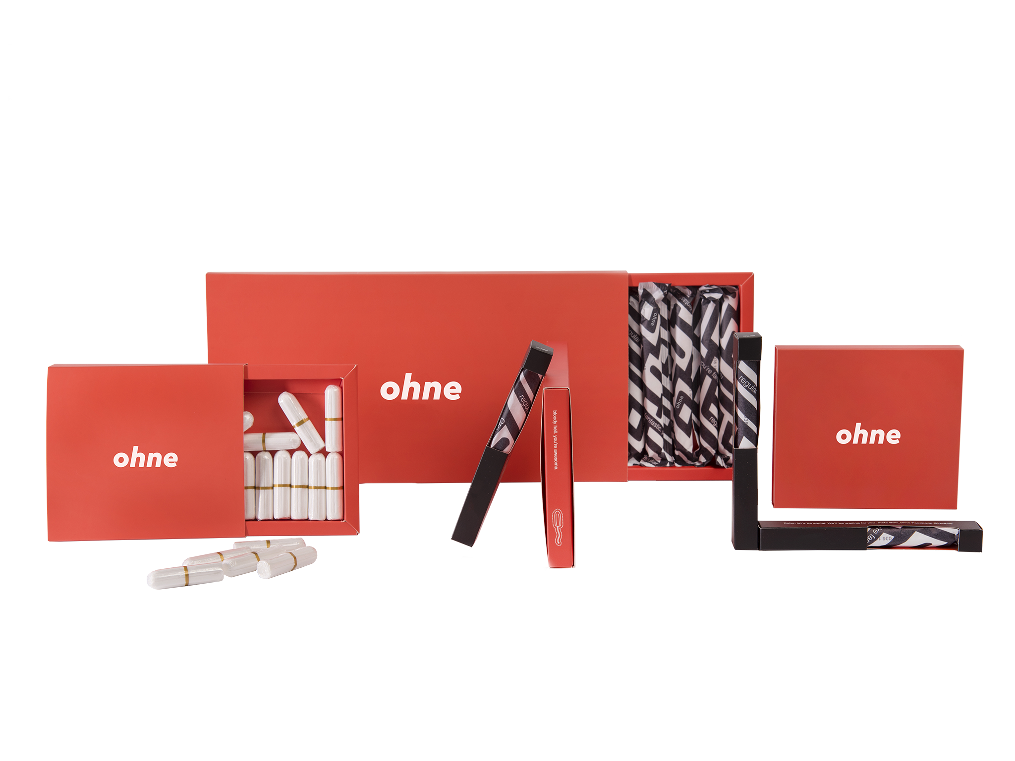 Ohne (pronounced "on") was created when two university friends Leah and Nikki realised their tampons were full of chemicals, unnecessary scents and bleach. So they created organic ones that come with (or without) a cardboard applicator, and are just as easy to use as standard applicators (Ohne)