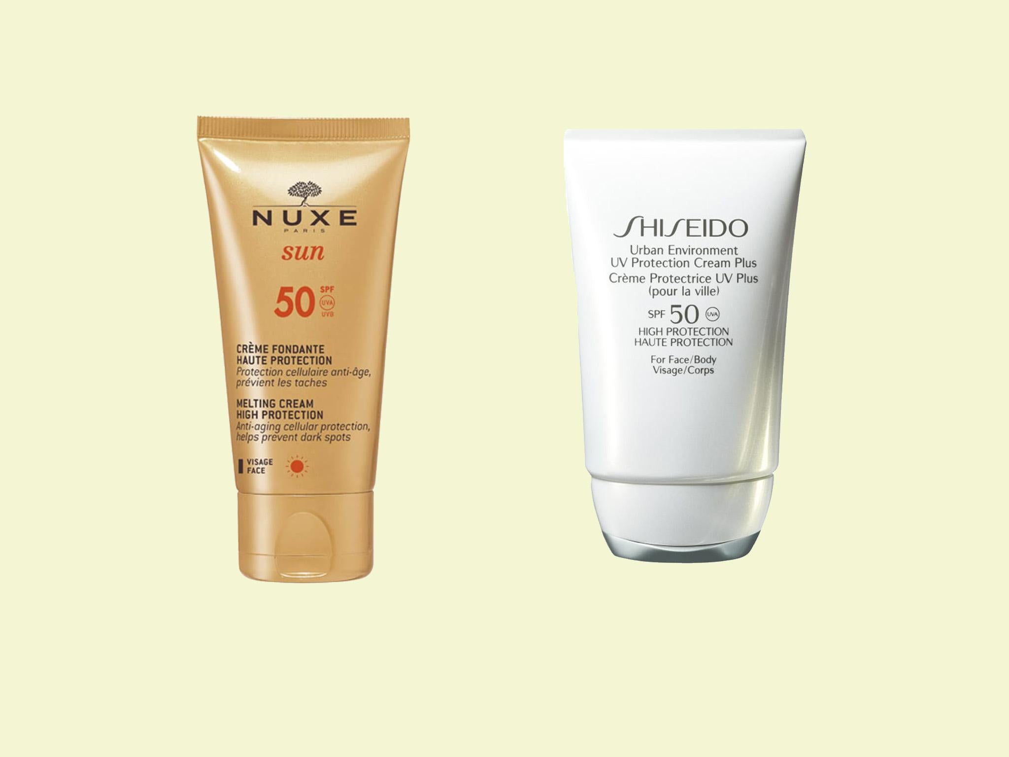 Nuxe Sun High Protection Fondant Cream for Face SPF 50; Shisheido Urban Environment Protection SPF 50