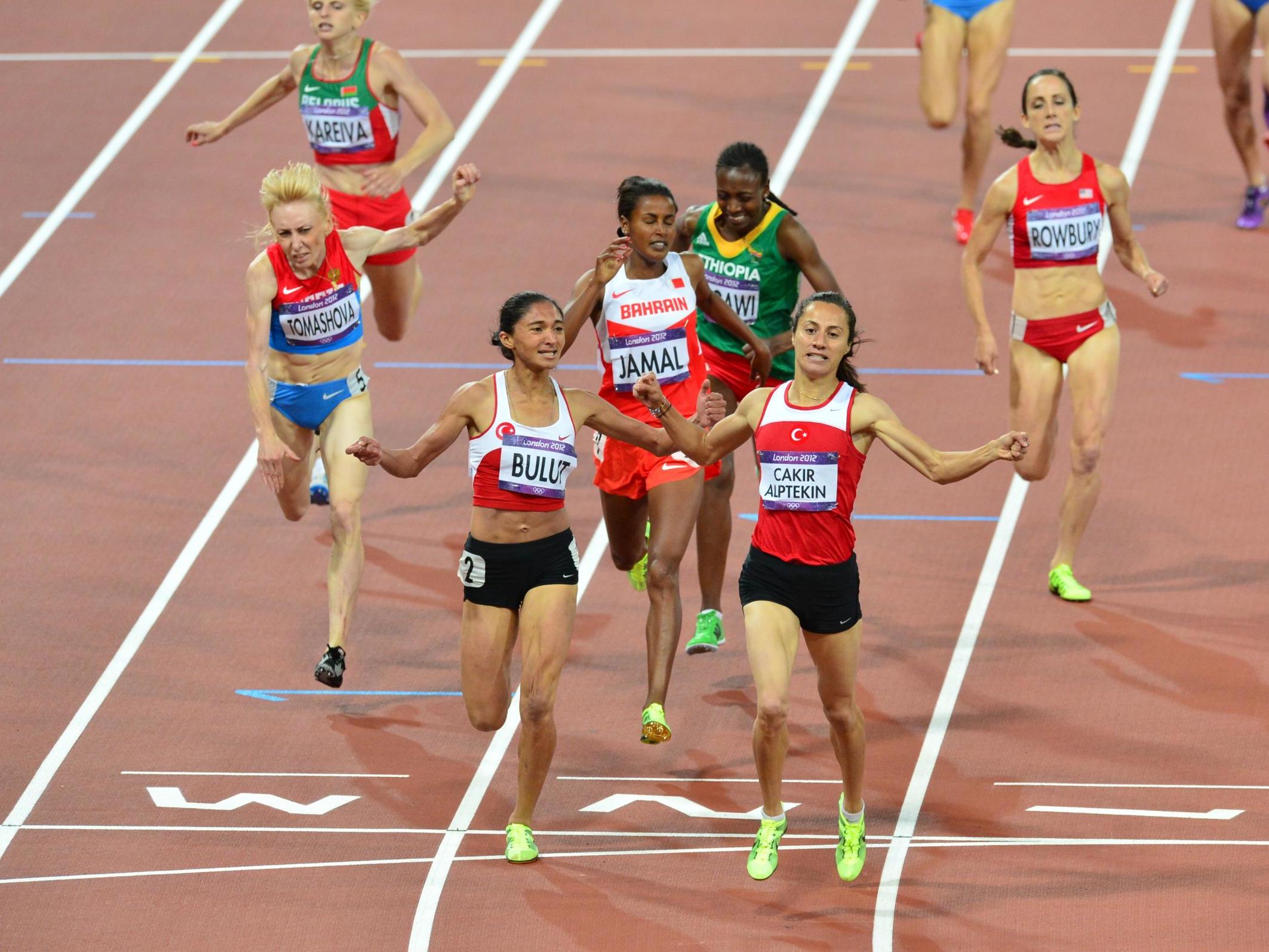 Gamze Bulut, alongside compatriot and fellow doper Asli Cakir Alptekin, at London 2012