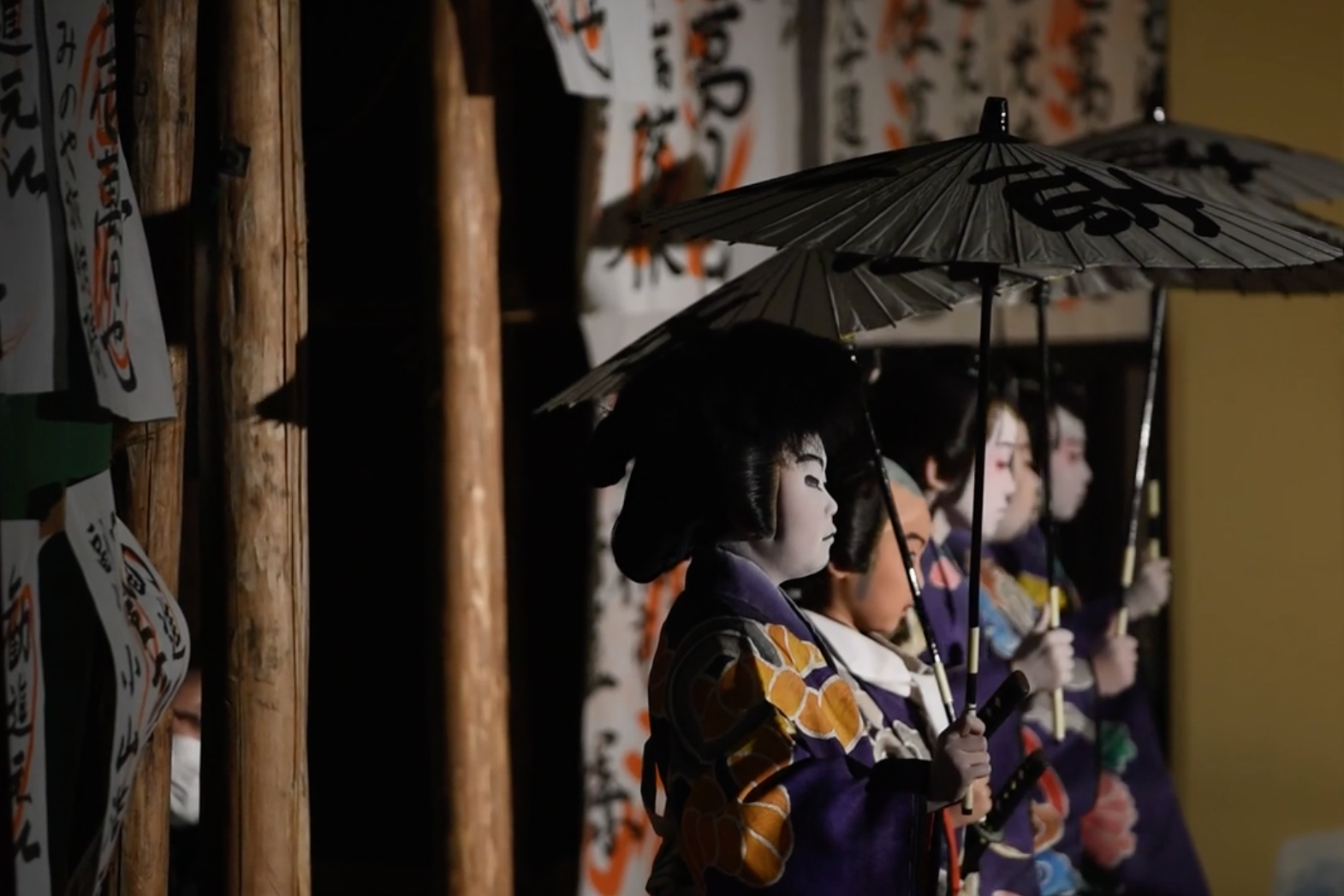 Young Kabuki performers at a school in Damine, central Japan