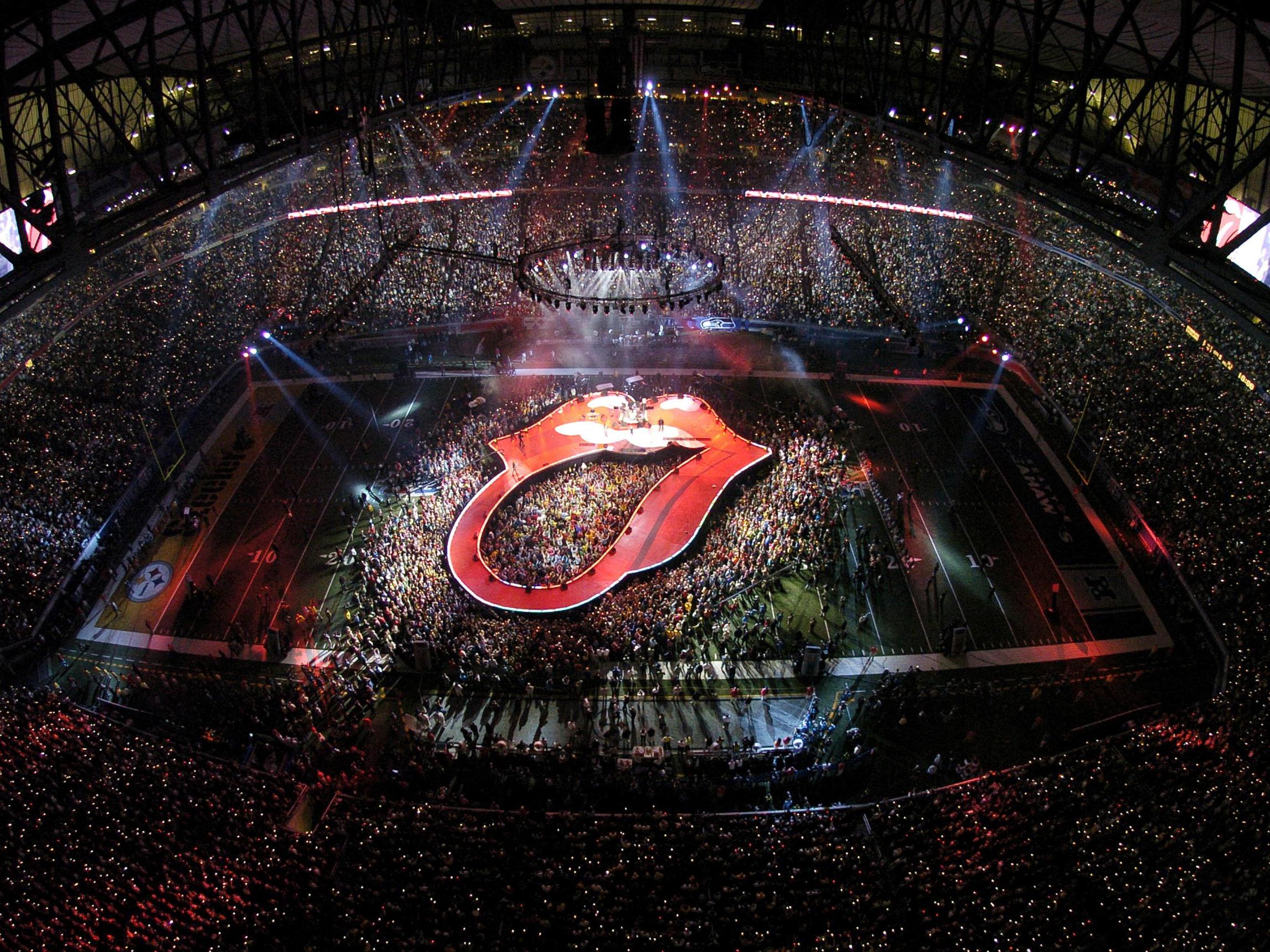 The Rolling Stones performing at half-time during the 2006 Super Bowl