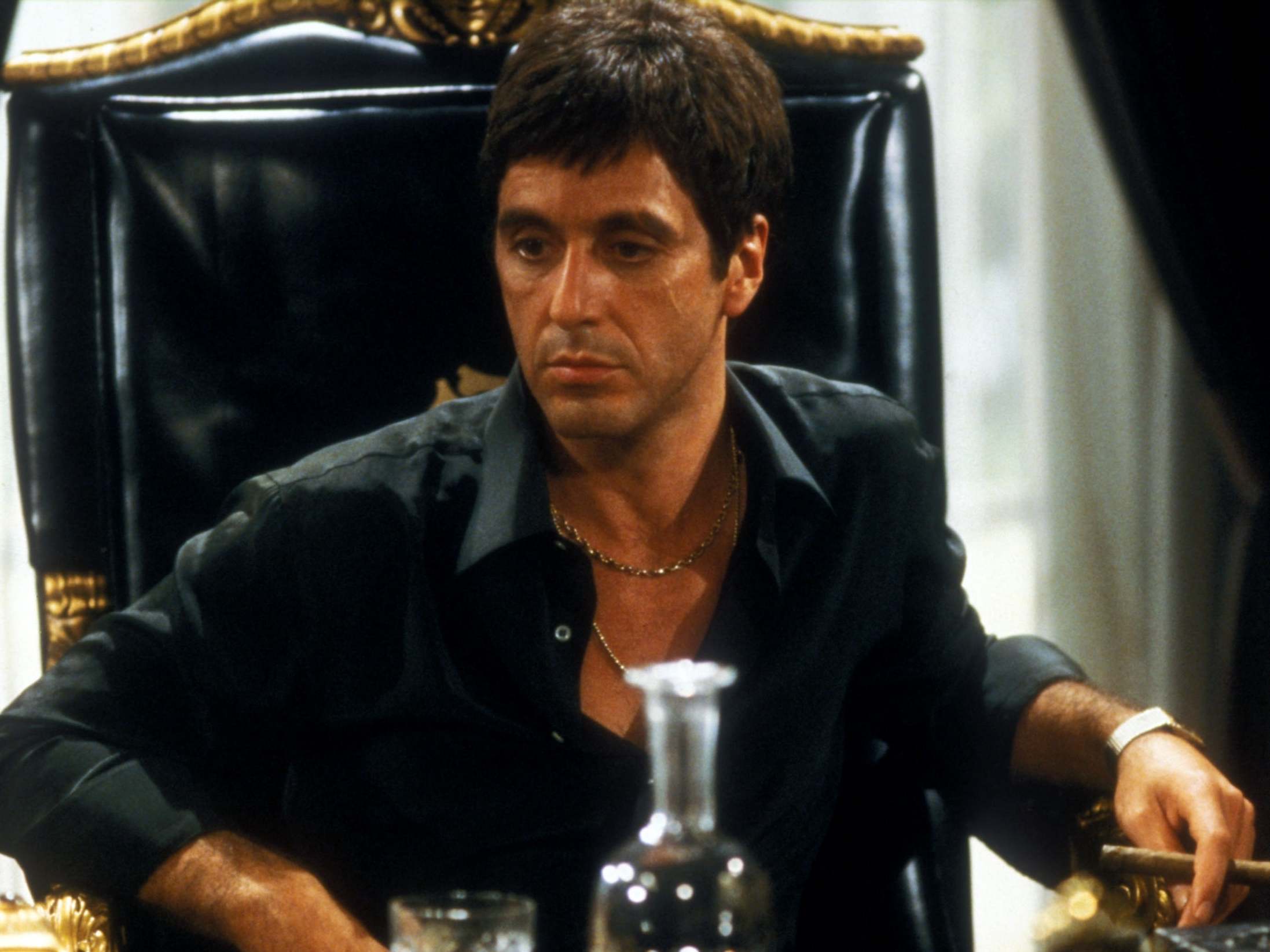 In ‘Scarface’, Pacino’s Miami drug dealer climbs to the top and immediately loses the plot (Rex)