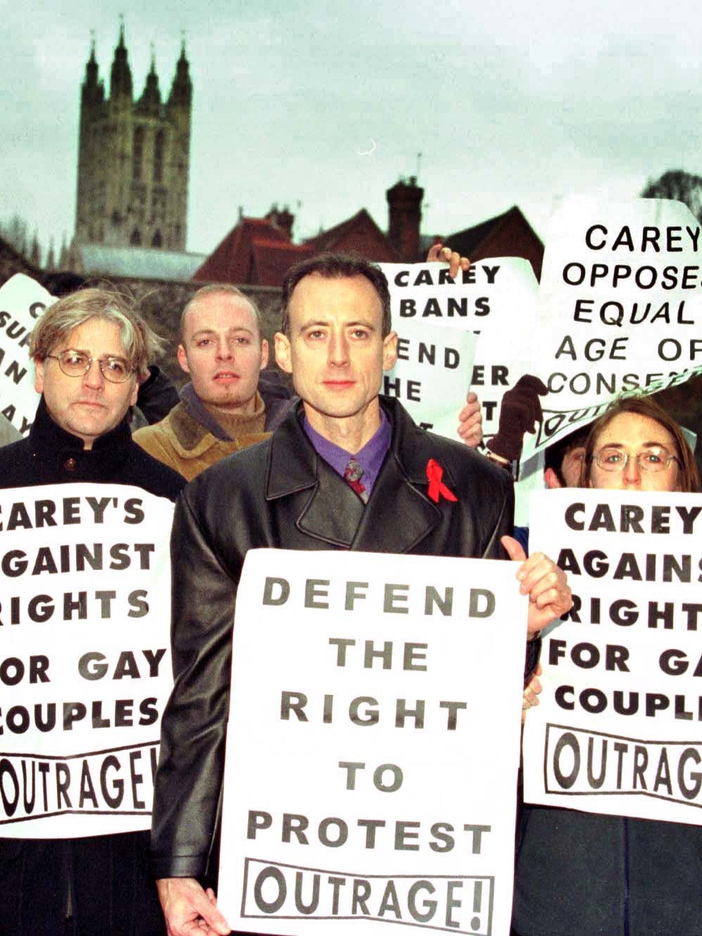 Peter Tatchell leading the OutRage! march